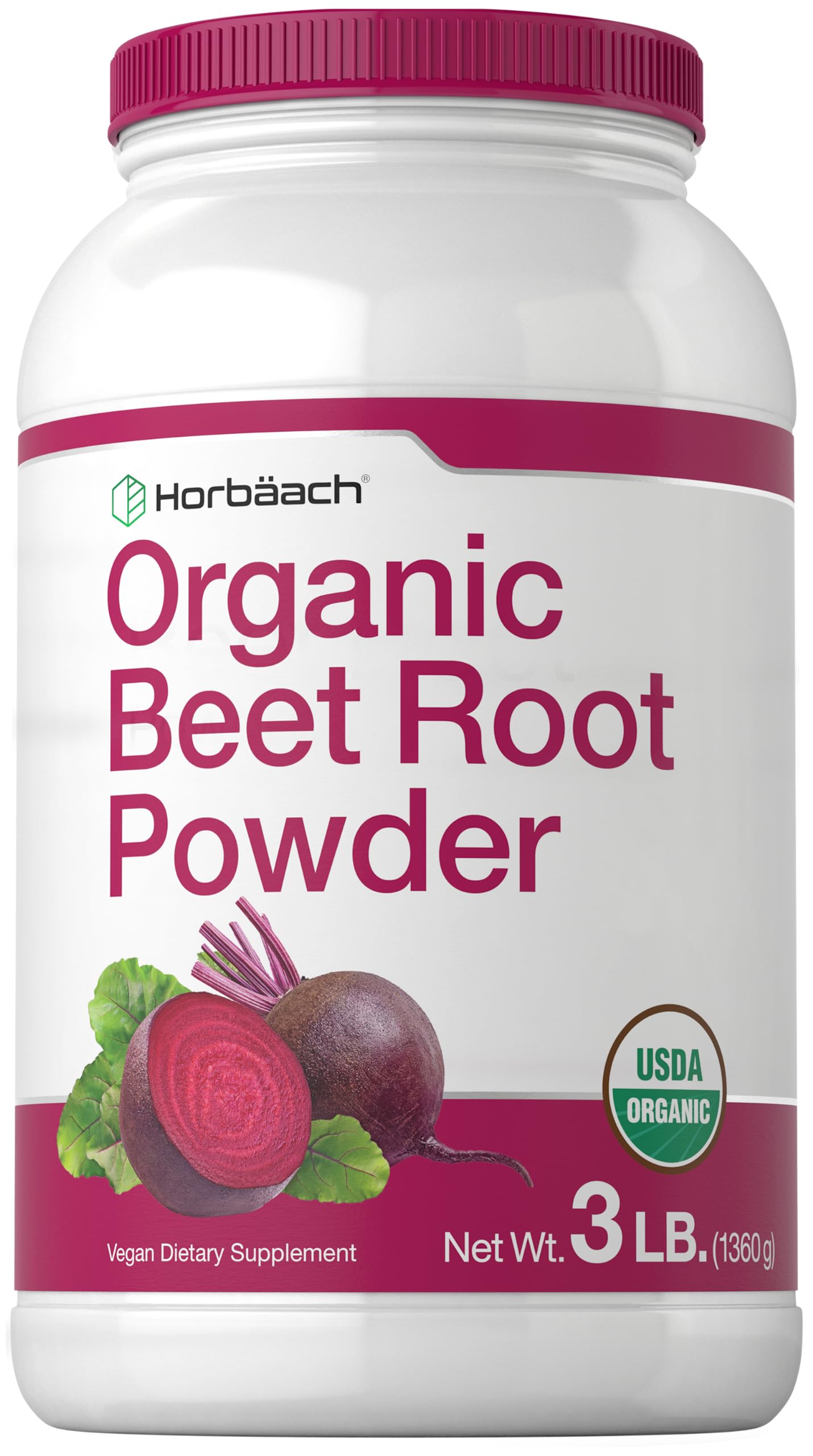 Horbäach Organic Beet Root Powder front view packaging