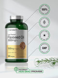 Horbäach Organic Flaxseed Oil 3000mg Softgels on a wooden table