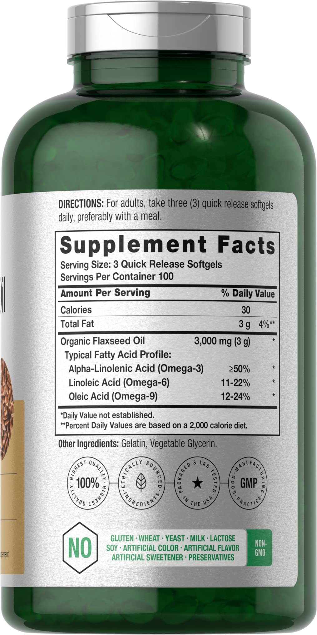 Horbäach Organic Flaxseed Oil 3000mg Softgels packaging