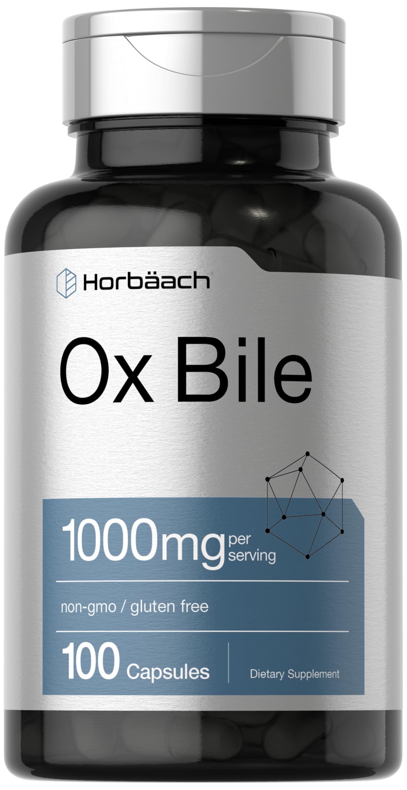 Horbäach Ox Bile 1000mg capsules front view