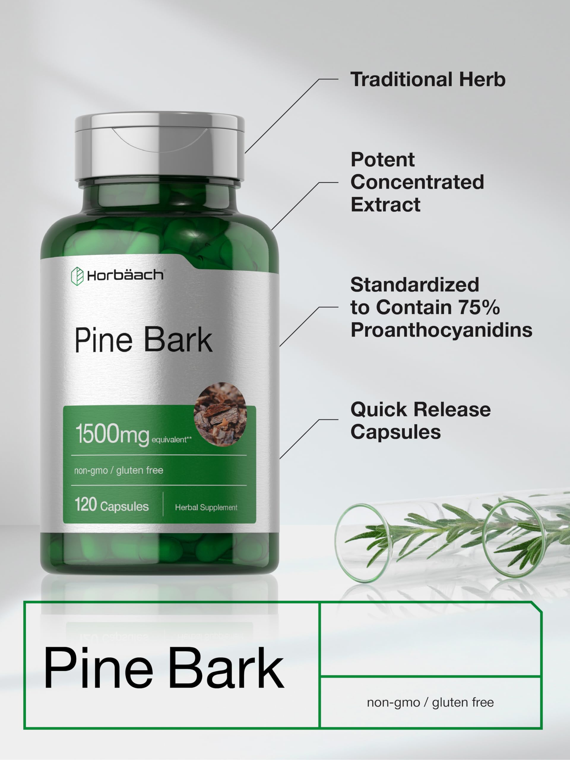 Horbäach Pine Bark Extract Capsules in a lifestyle setting