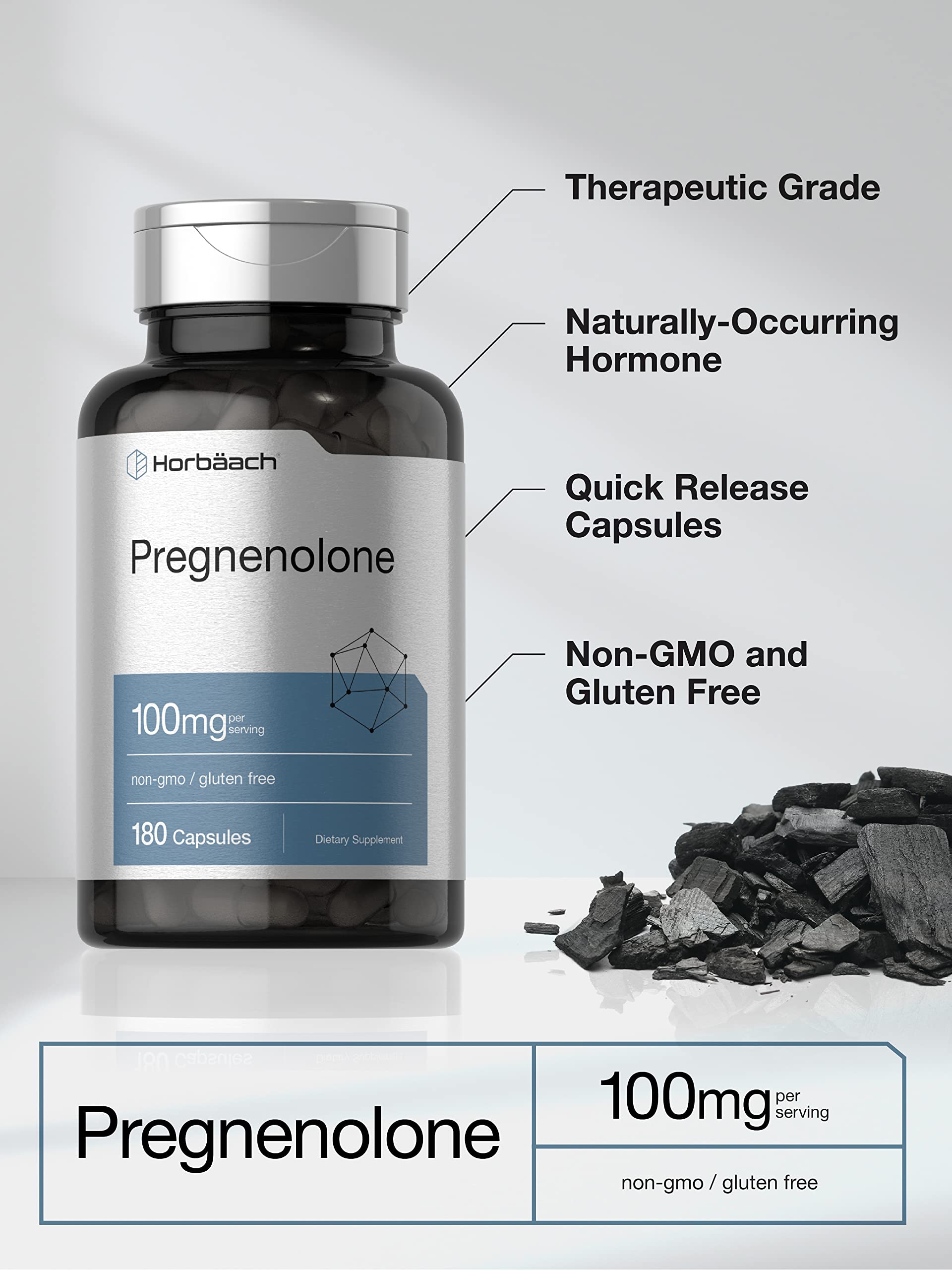 Horbäach Pregnenolone 100mg capsule bottle with label