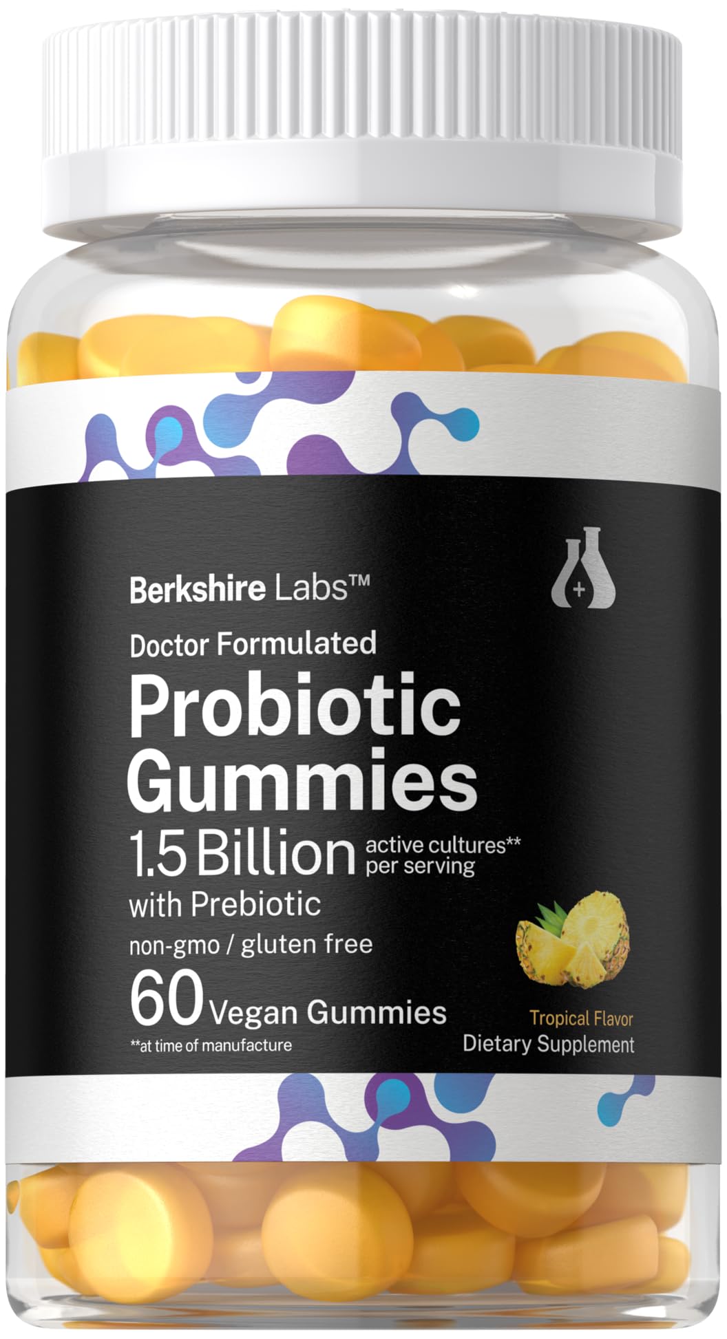 Horbäach Probiotic Gummies 200g front view with tropical flavour