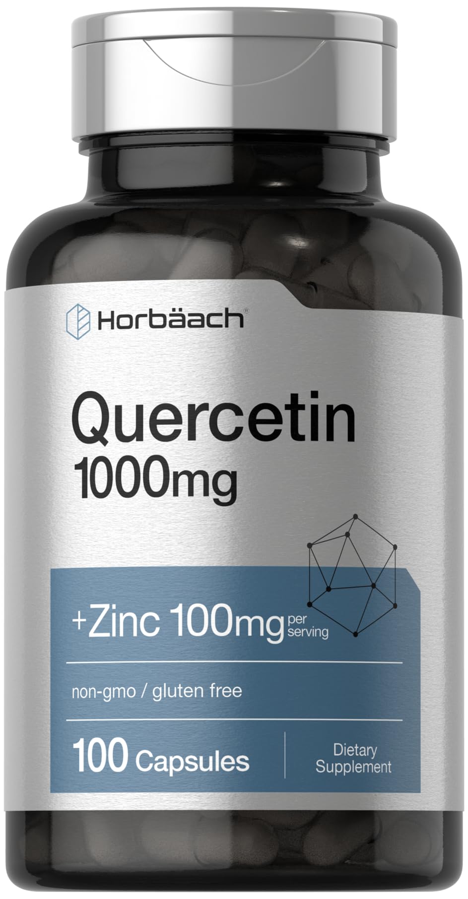 Horbäach Quercetin & Zinc 1000mg supplement front view