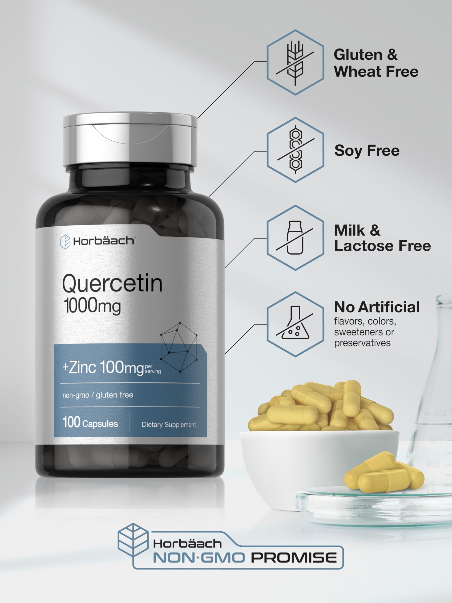 Horbäach Quercetin & Zinc 1000mg supplement ingredients list
