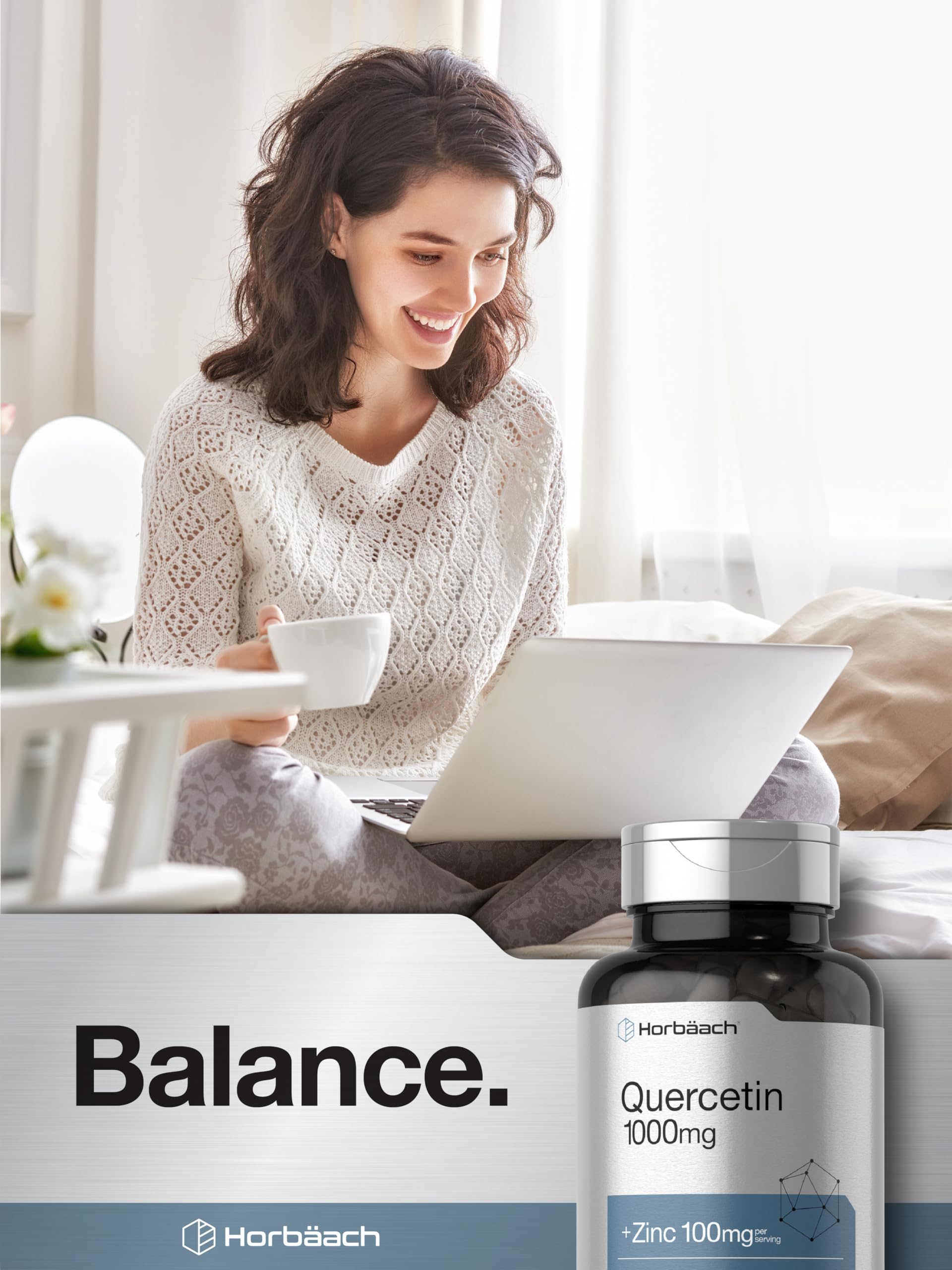 Horbäach Quercetin & Zinc 1000mg supplement with measuring spoon