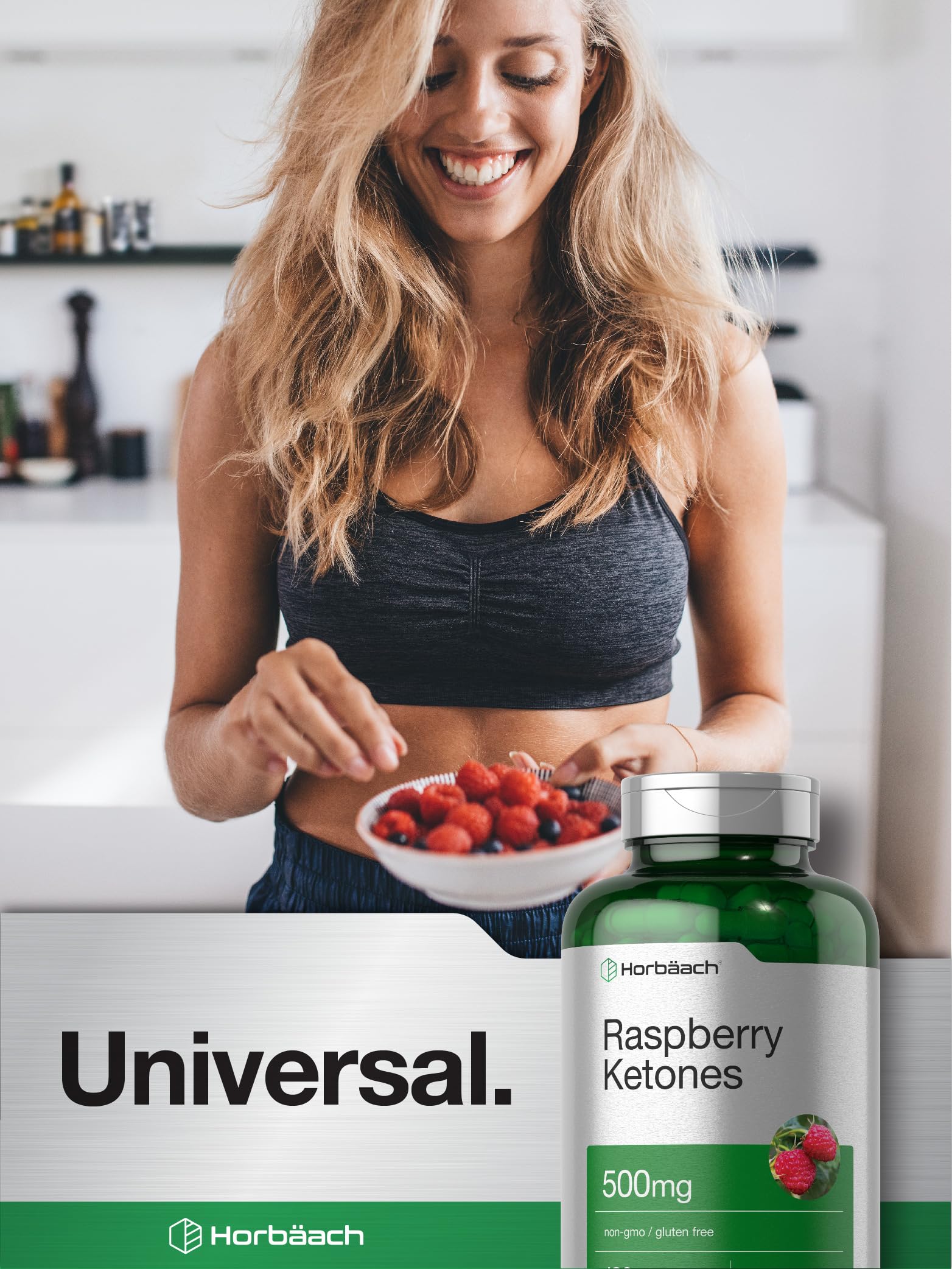 Horbäach Raspberry Ketones bottle with cap open