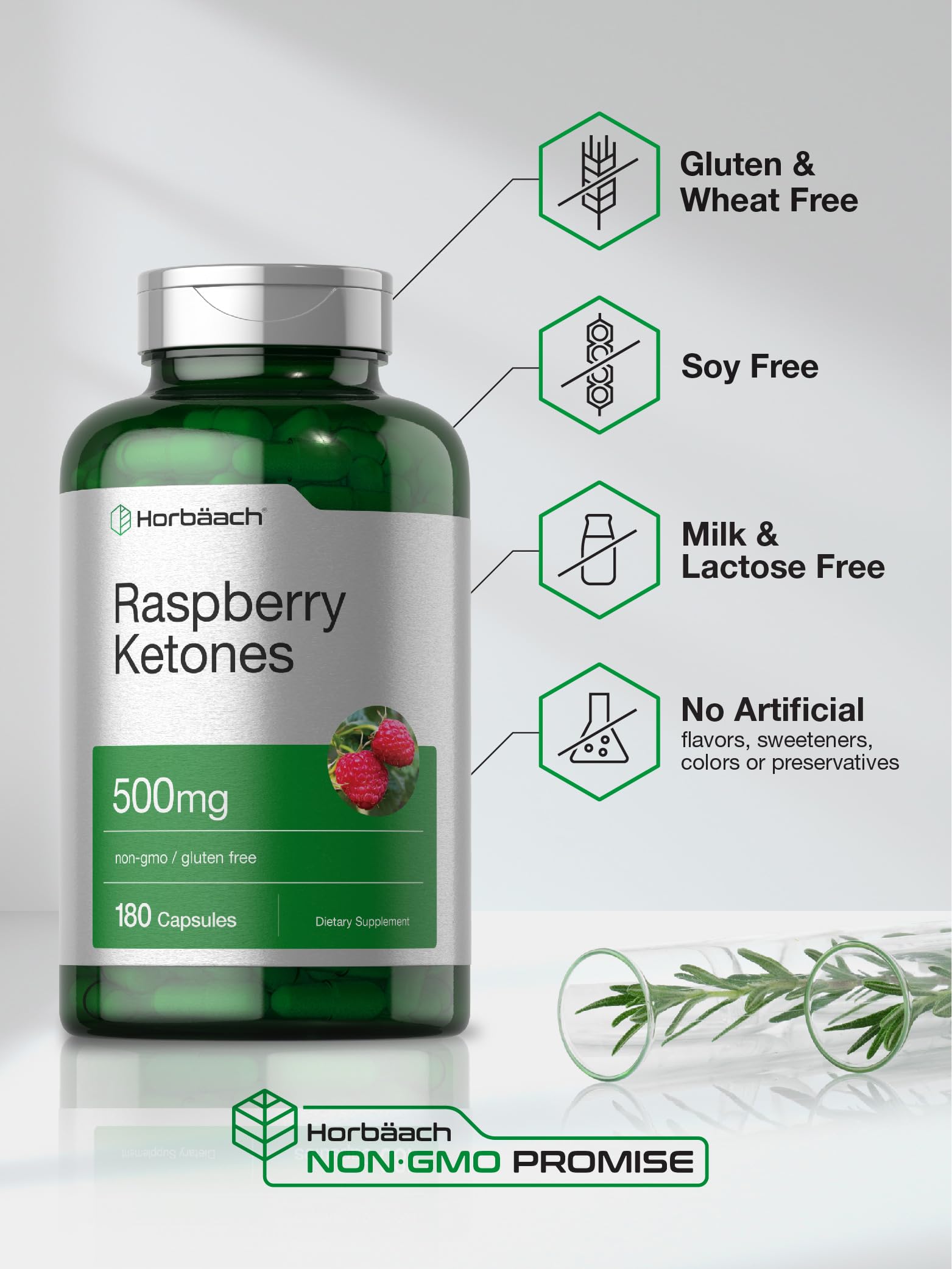 Horbäach Raspberry Ketones supplement facts label