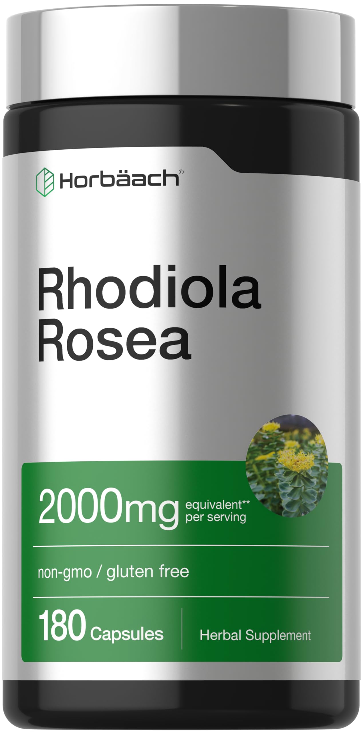 Horbäach Rhodiola Rosea Capsules front view packaging