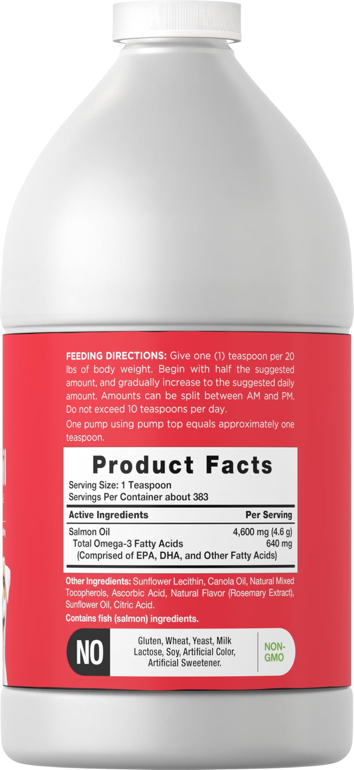 Horbäach Salmon Oil for Dogs 4600mg Omega-3 liquid bottle side view