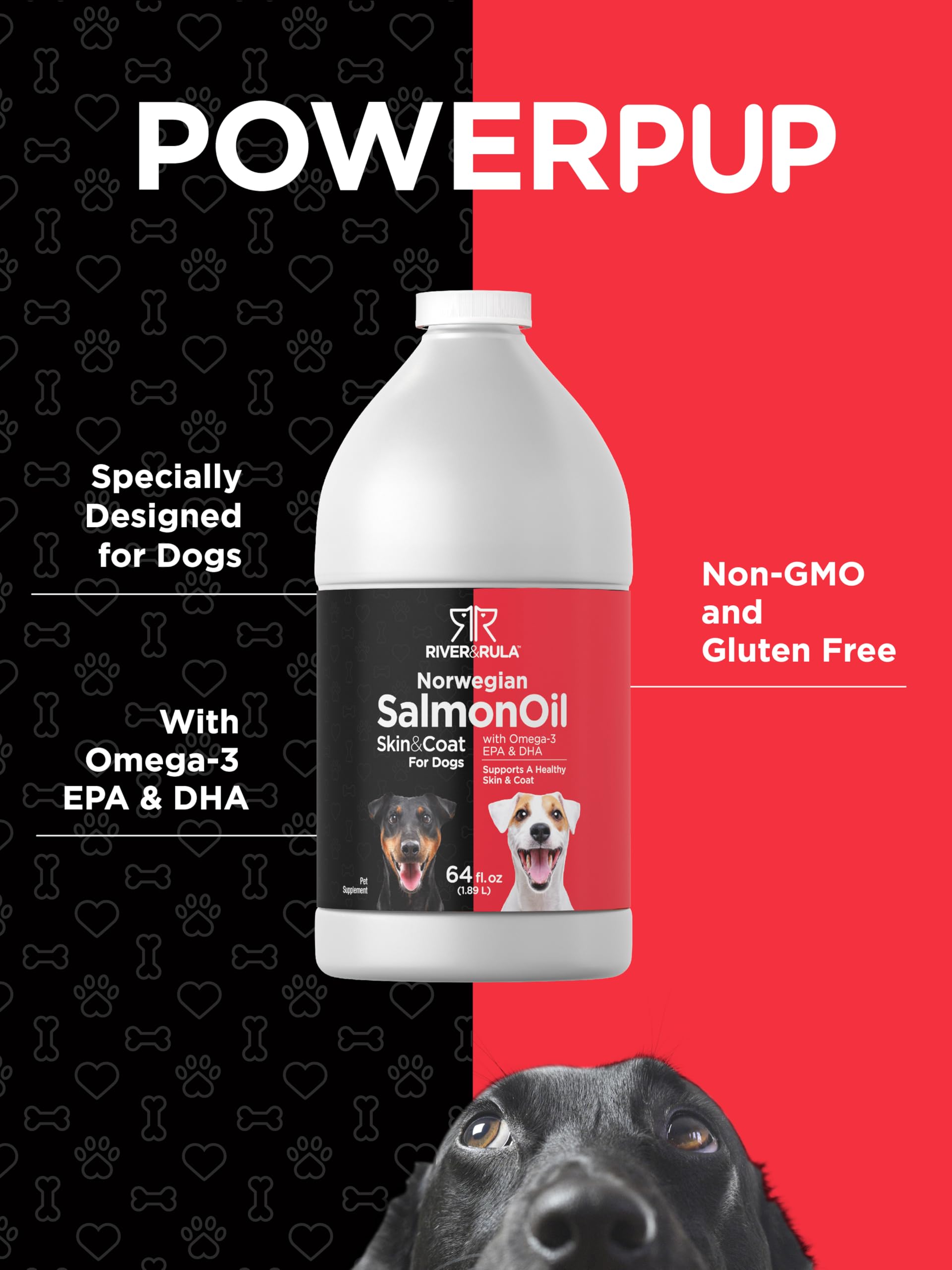 Horbäach Salmon Oil for Dogs 4600mg Omega-3 liquid on a wooden table