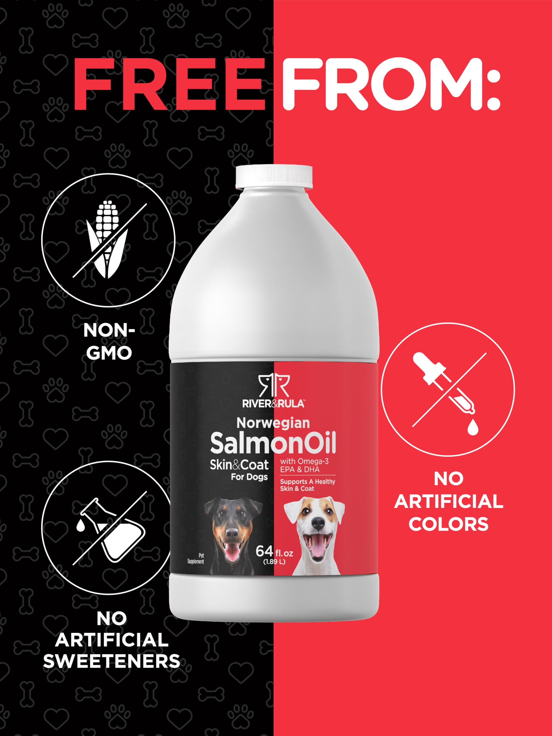 Horbäach Salmon Oil for Dogs 4600mg Omega-3 liquid with dog food