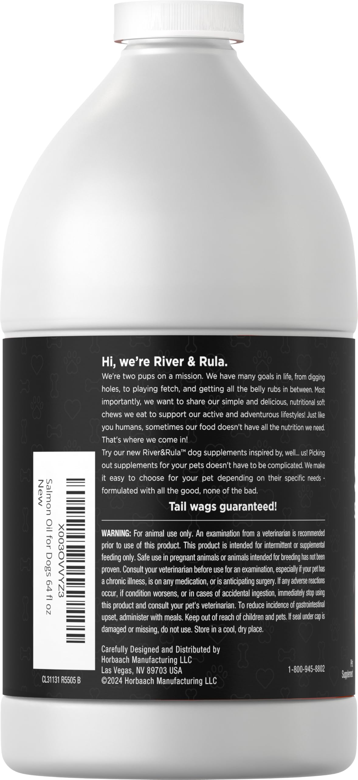 Horbäach Salmon Oil for Dogs 4600mg Omega-3 liquid with measuring cap