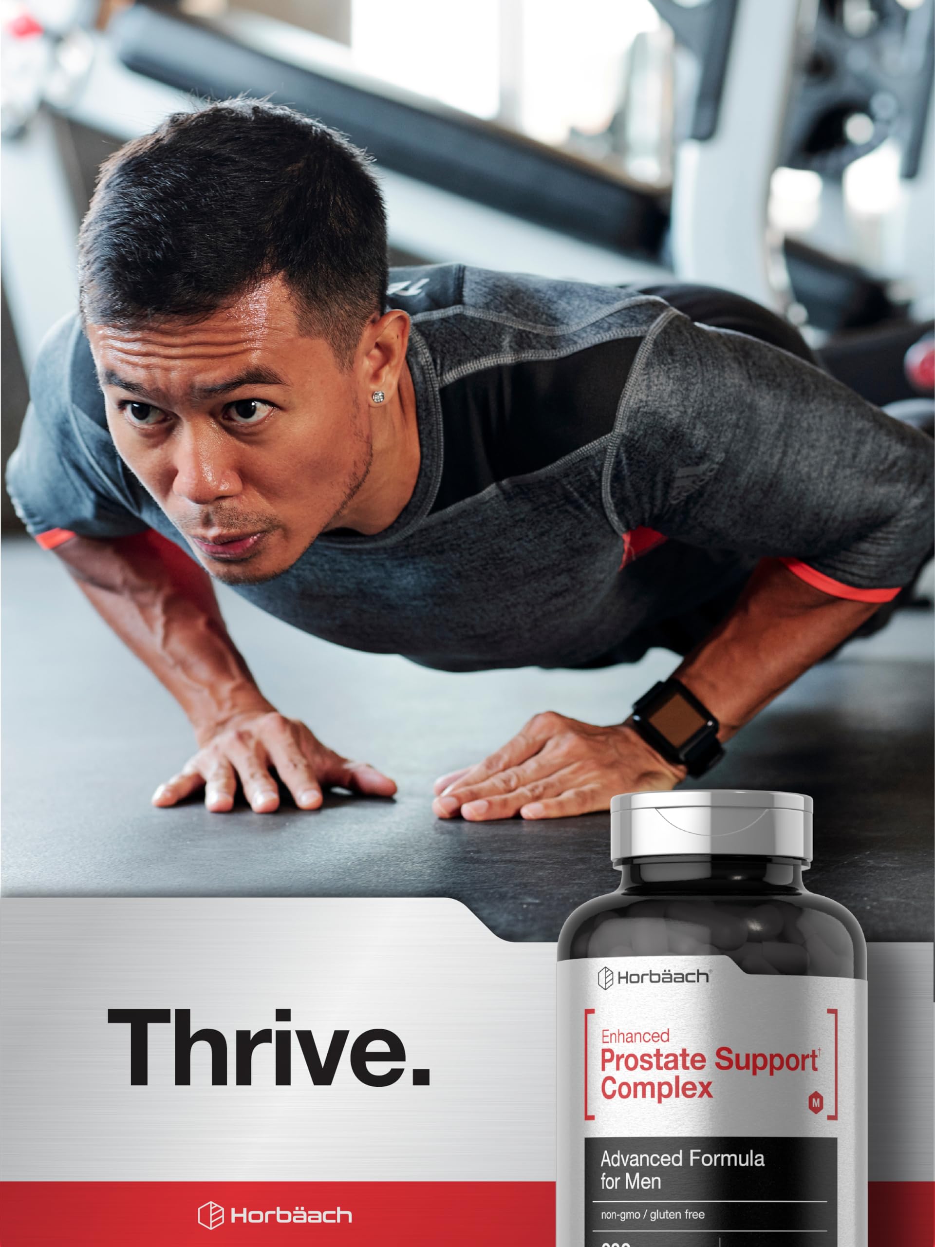 Horbäach Saw Palmetto Prostate Support Complex 150g capsules on a wooden table