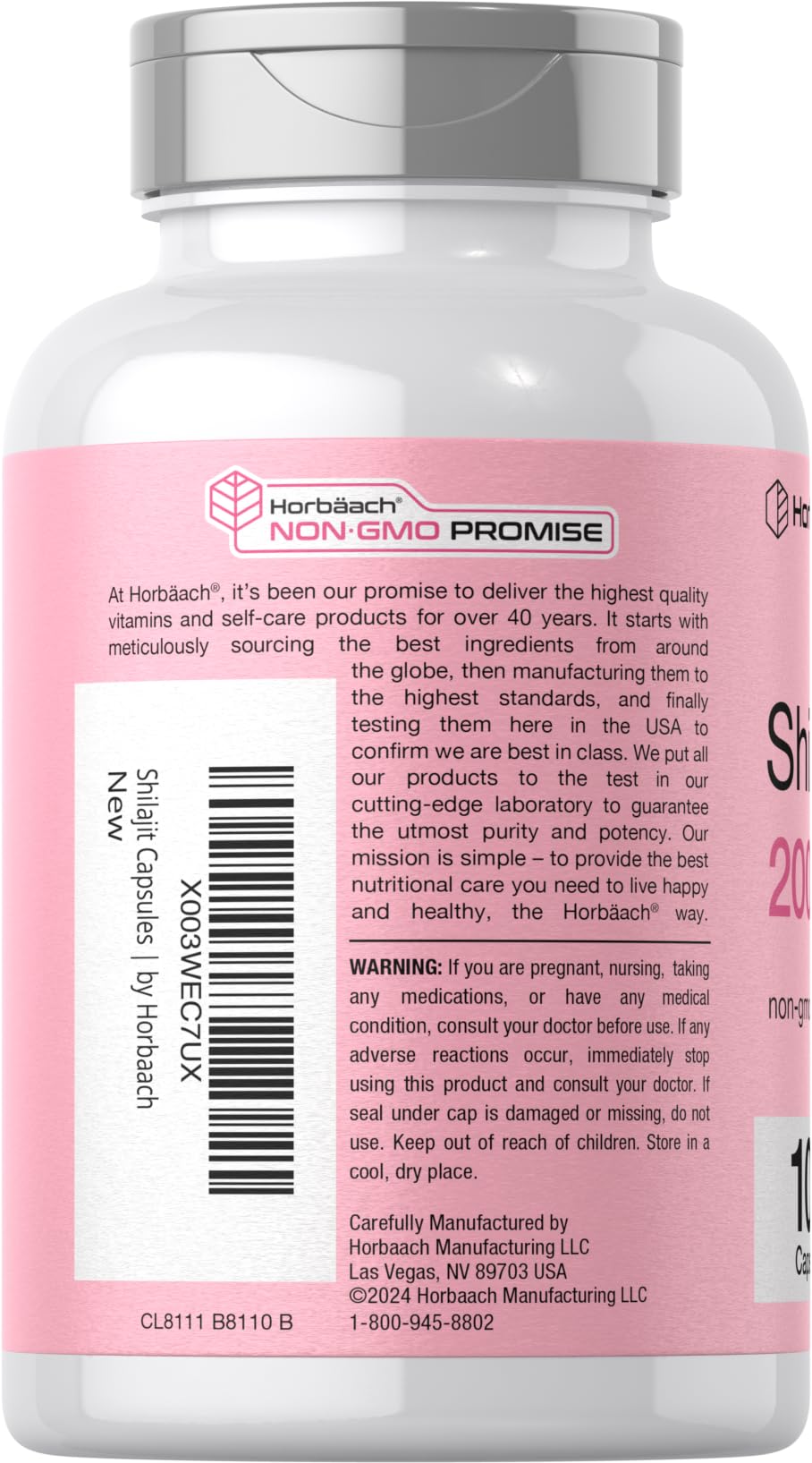 Horbäach Shilajit Capsules bottle with quick release capsules