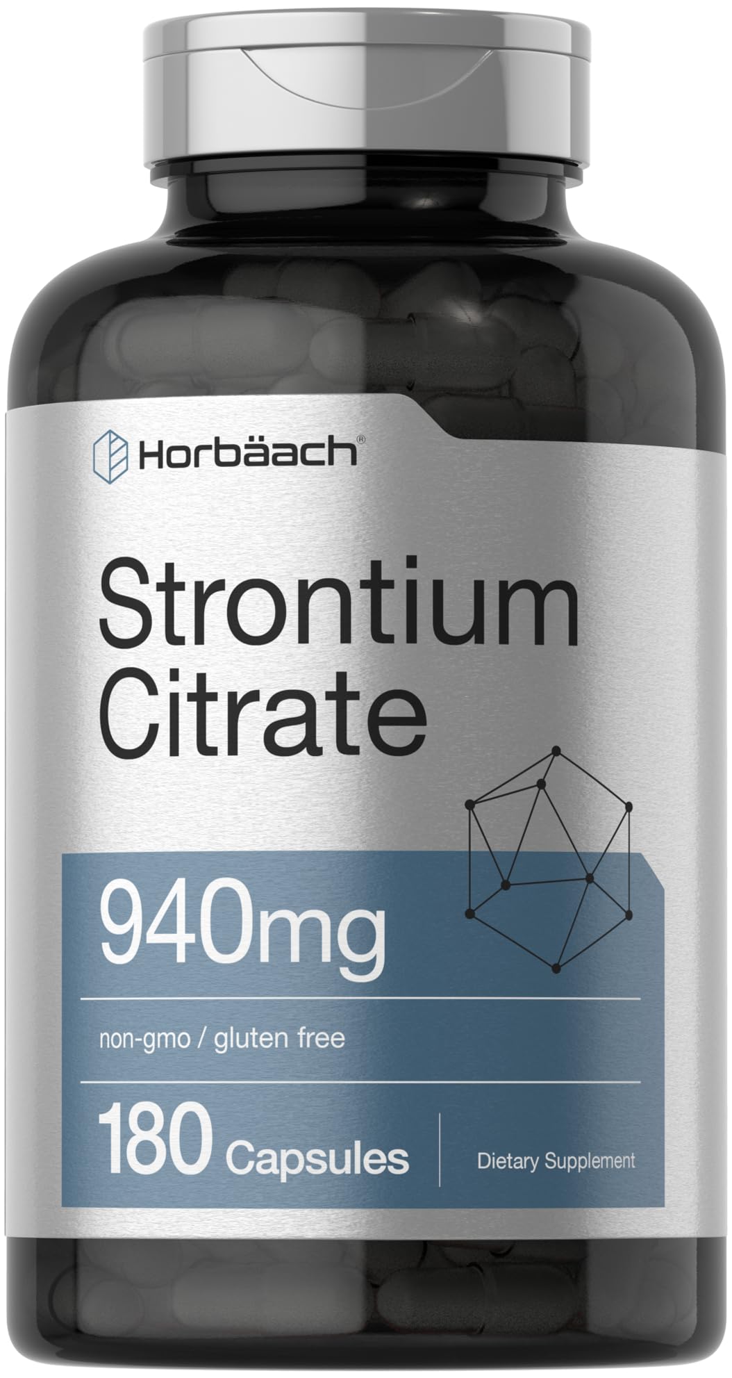 Horbäach Strontium Citrate 940mg supplement bottle front view