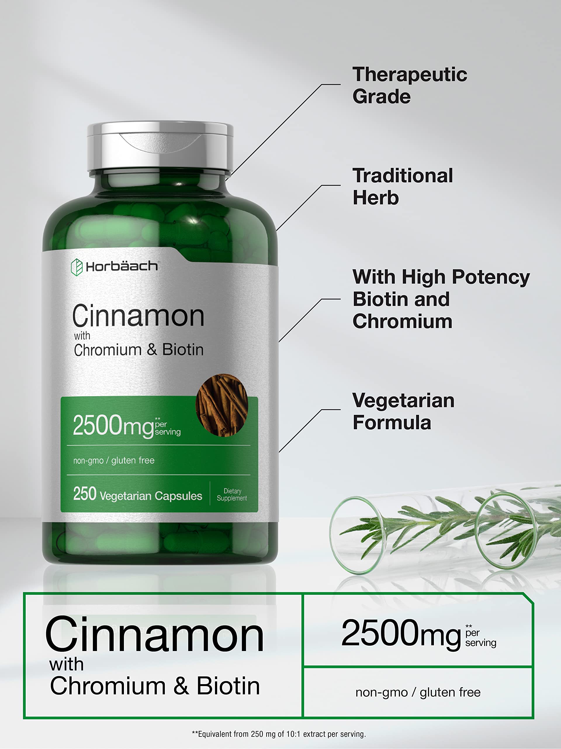 Horbäach Super Cinnamon Capsules showing ingredients list