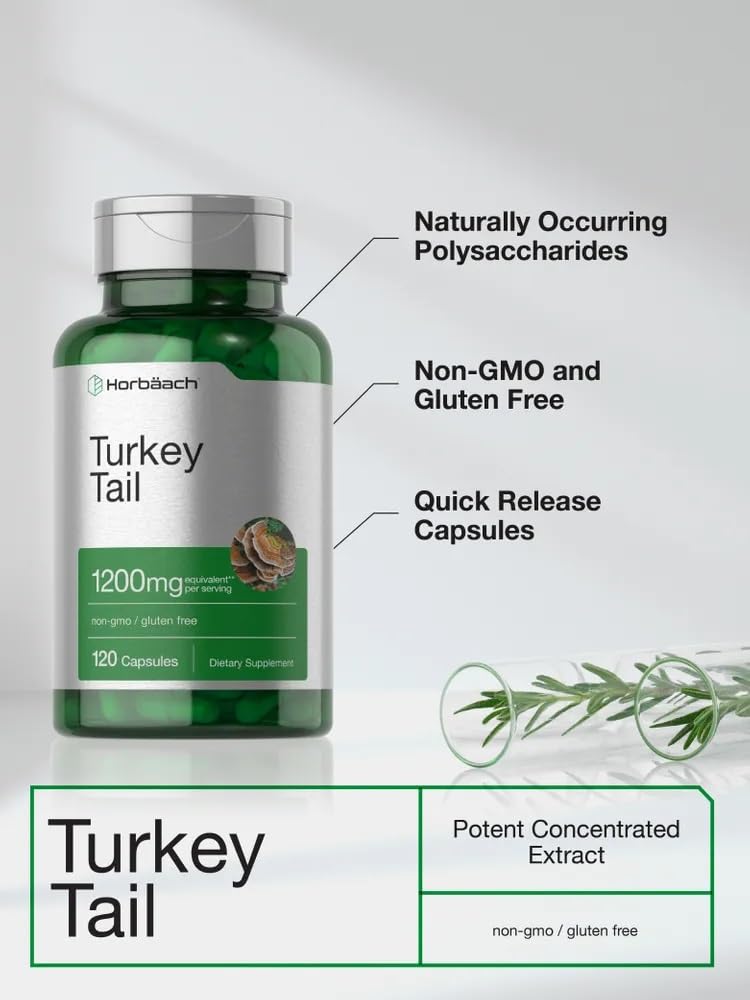 Horbäach Turkey Tail Mushroom Capsules close-up of the capsules
