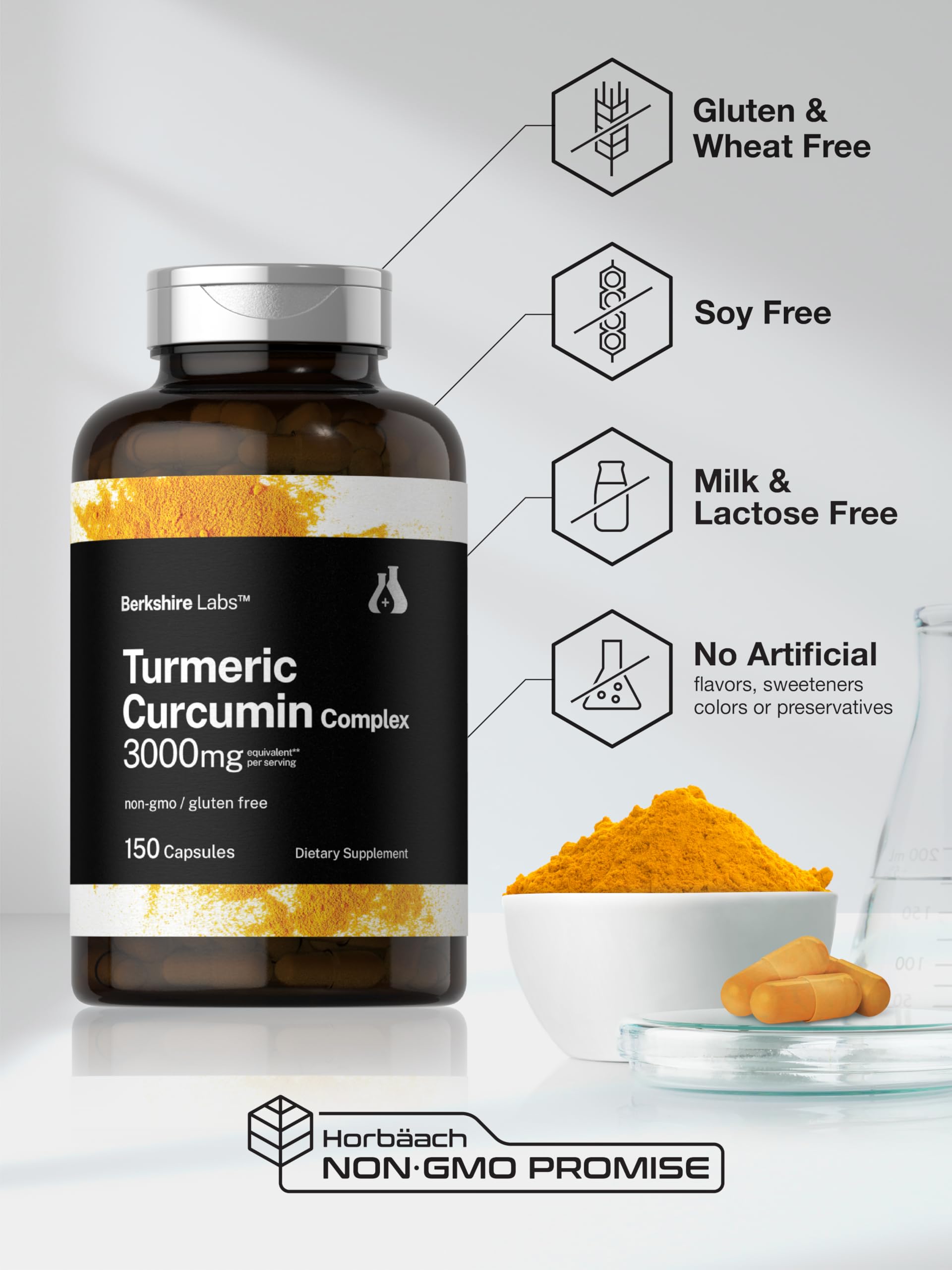 Horbäach Turmeric Curcumin Complex 168g packaging details