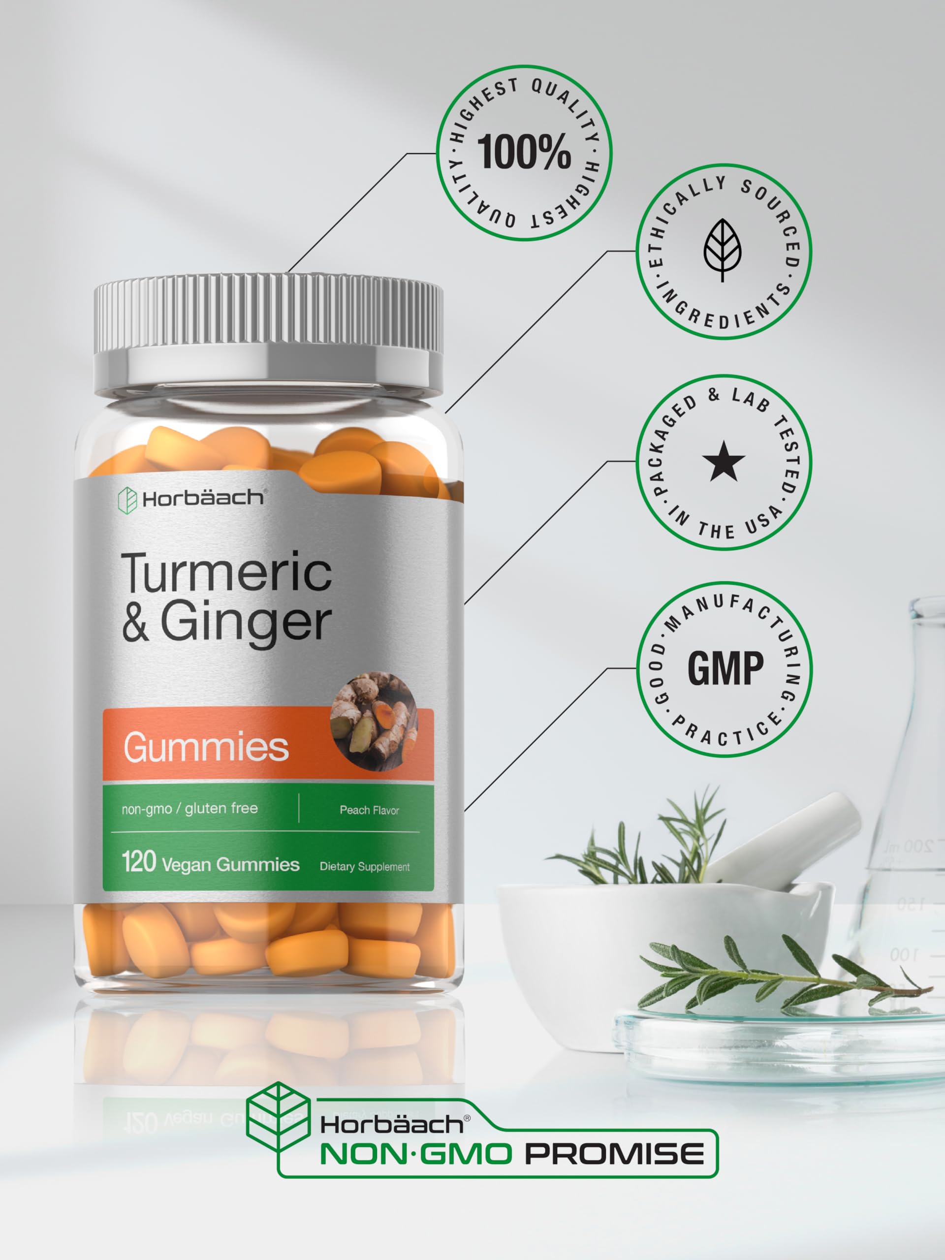 Horbäach Turmeric + Ginger Gummies nutritional information