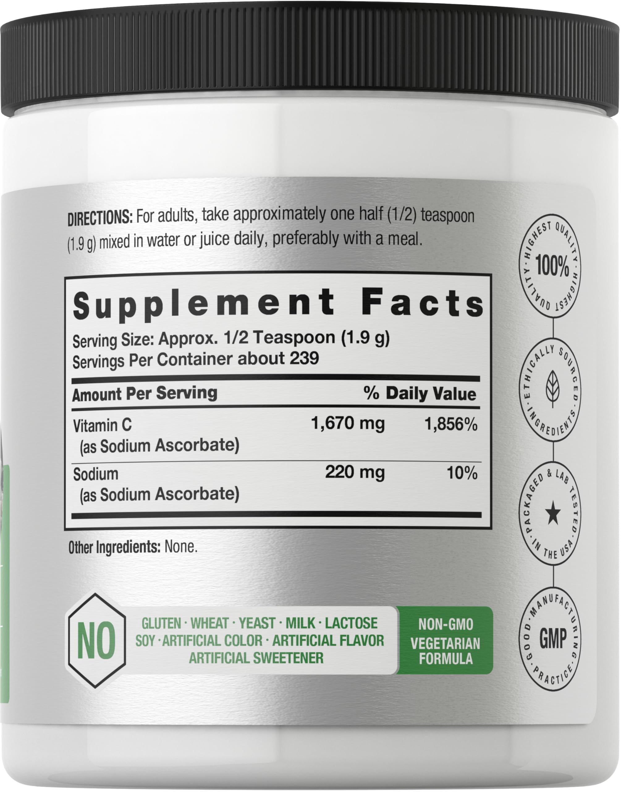 Horbäach Vitamin C Powder packaging side view