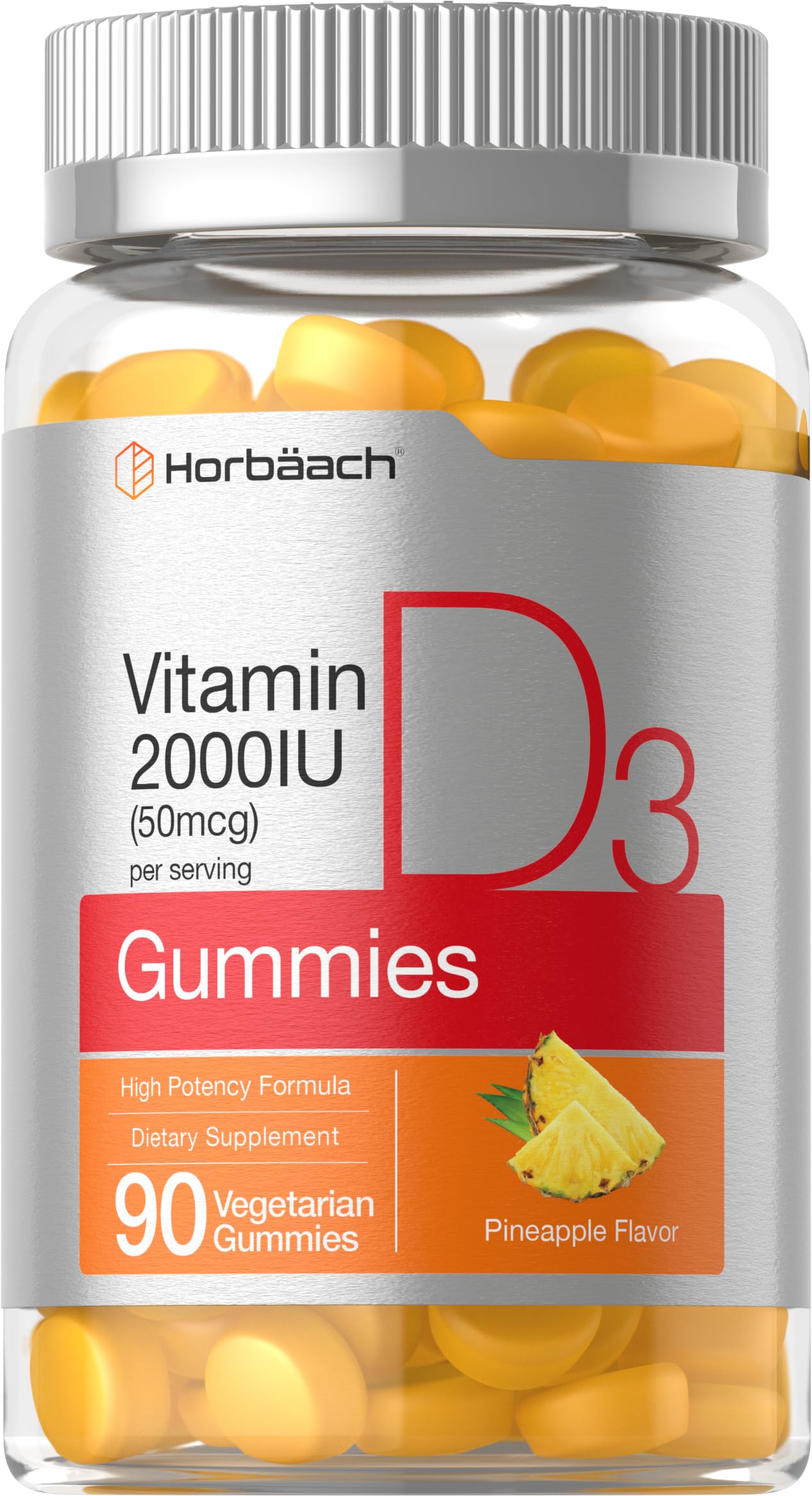 Horbäach Vitamin D3 Gummies pineapple flavour front view