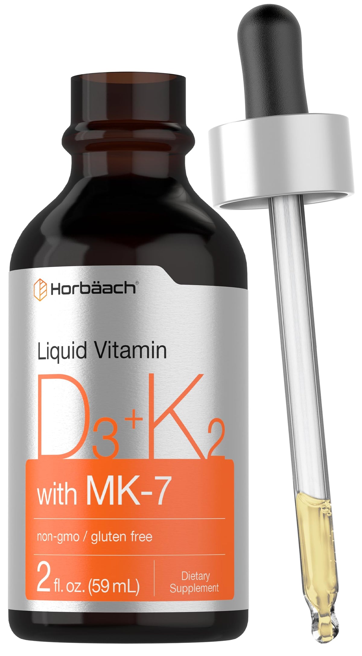 Horbäach Vitamin D3 & K2 liquid supplement bottle front view