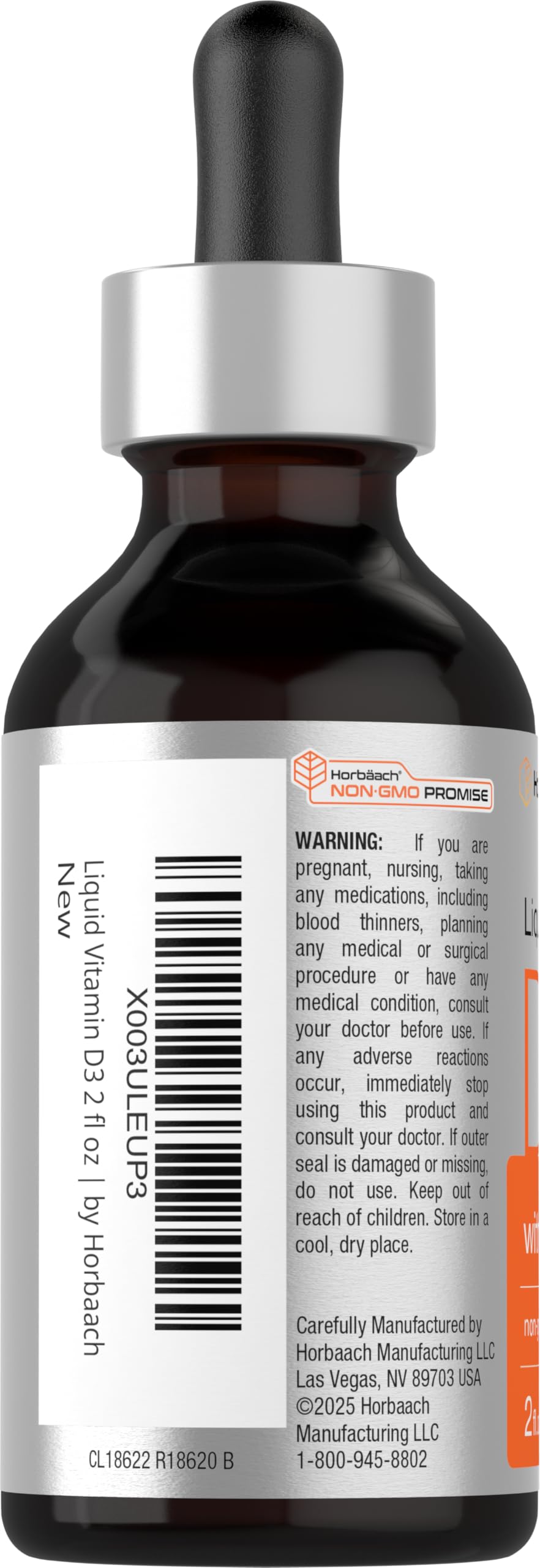 Horbäach Vitamin D3 & K2 liquid supplement dropper