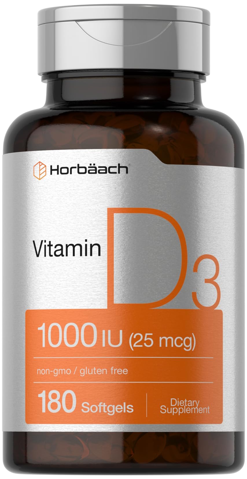 Horbäach Vitamin D3 Softgels front view with packaging