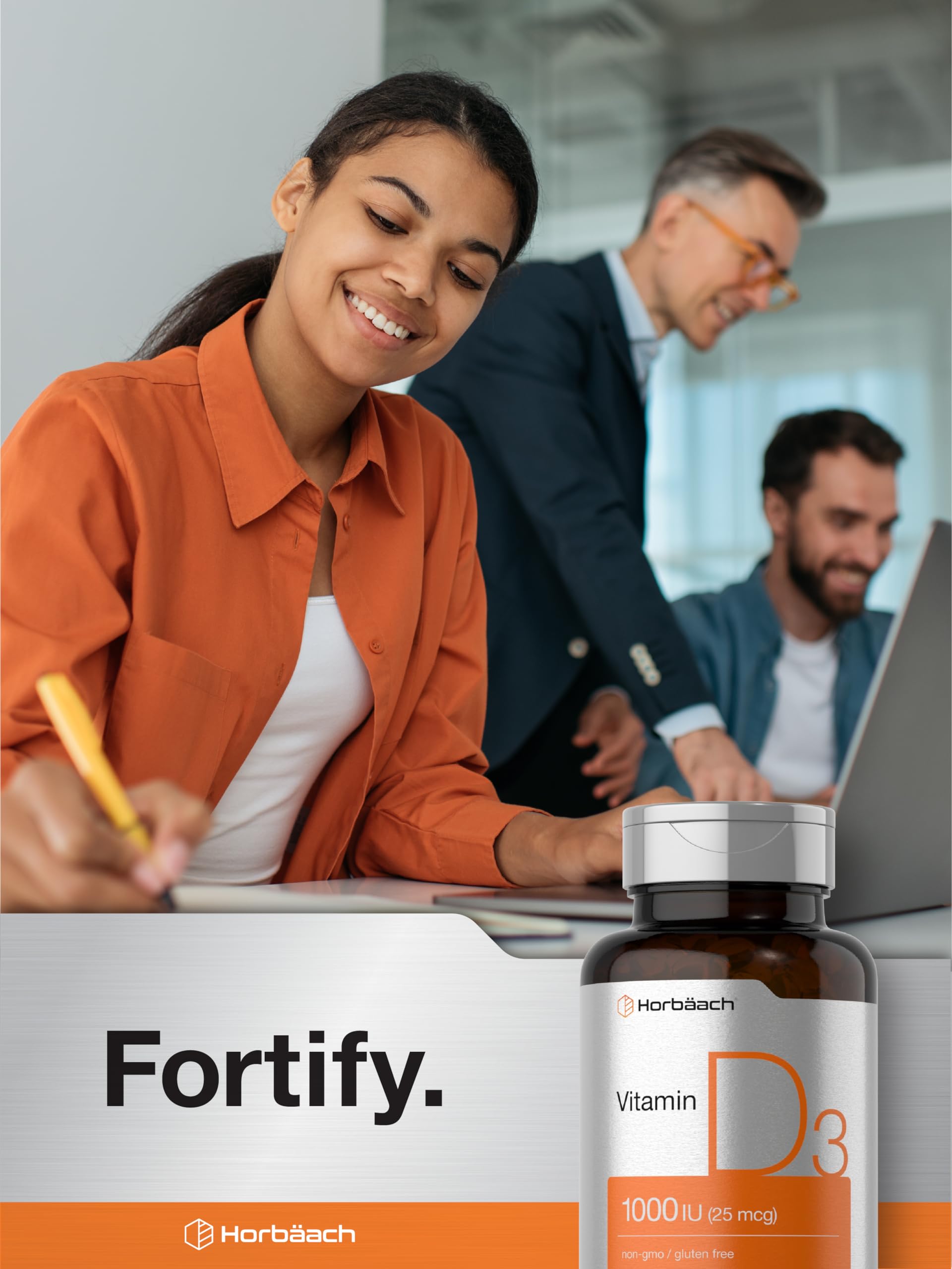 Horbäach Vitamin D3 Softgels opened bottle view
