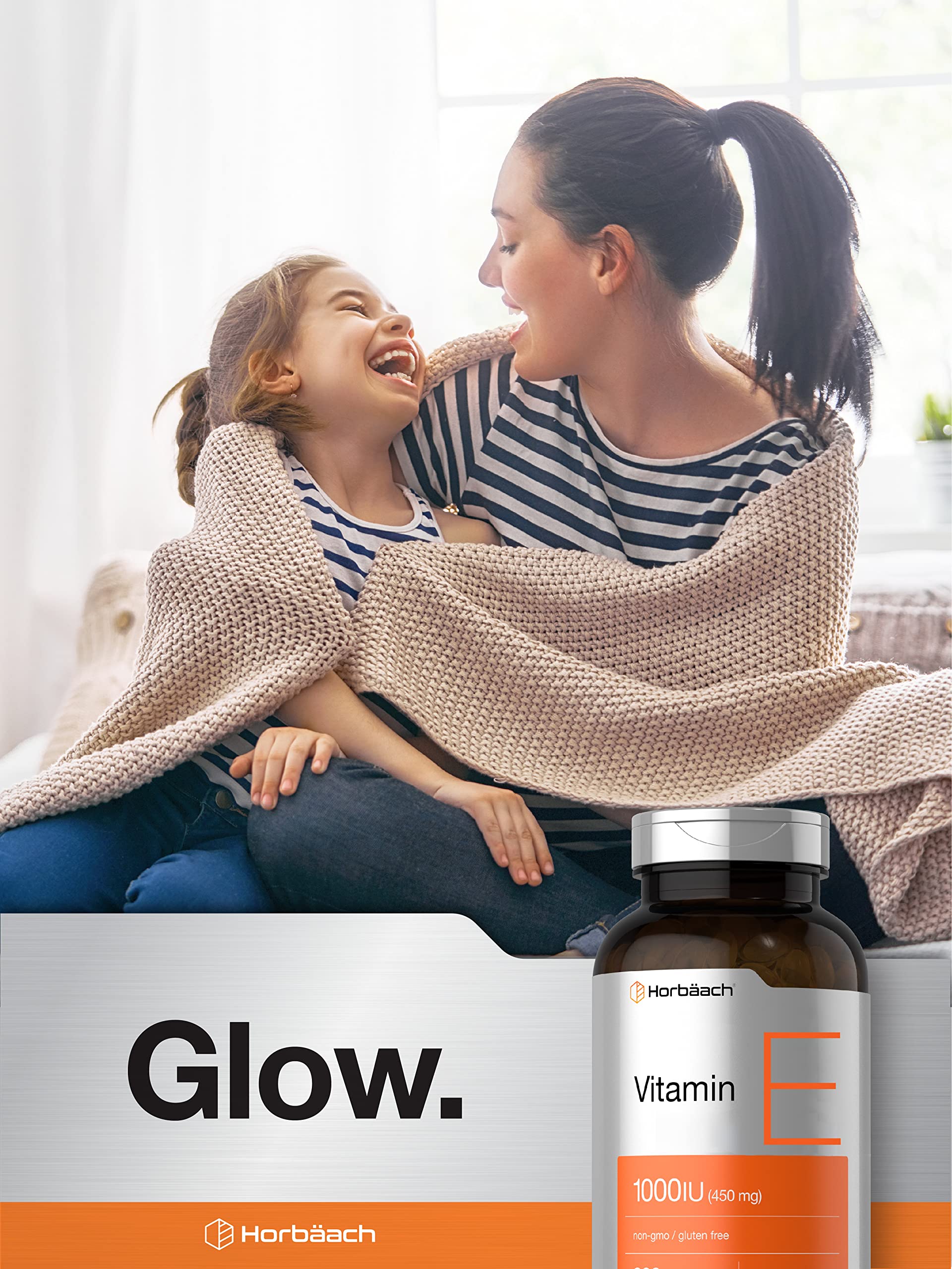 Horbäach Vitamin E 1000iu softgel with a measuring spoon