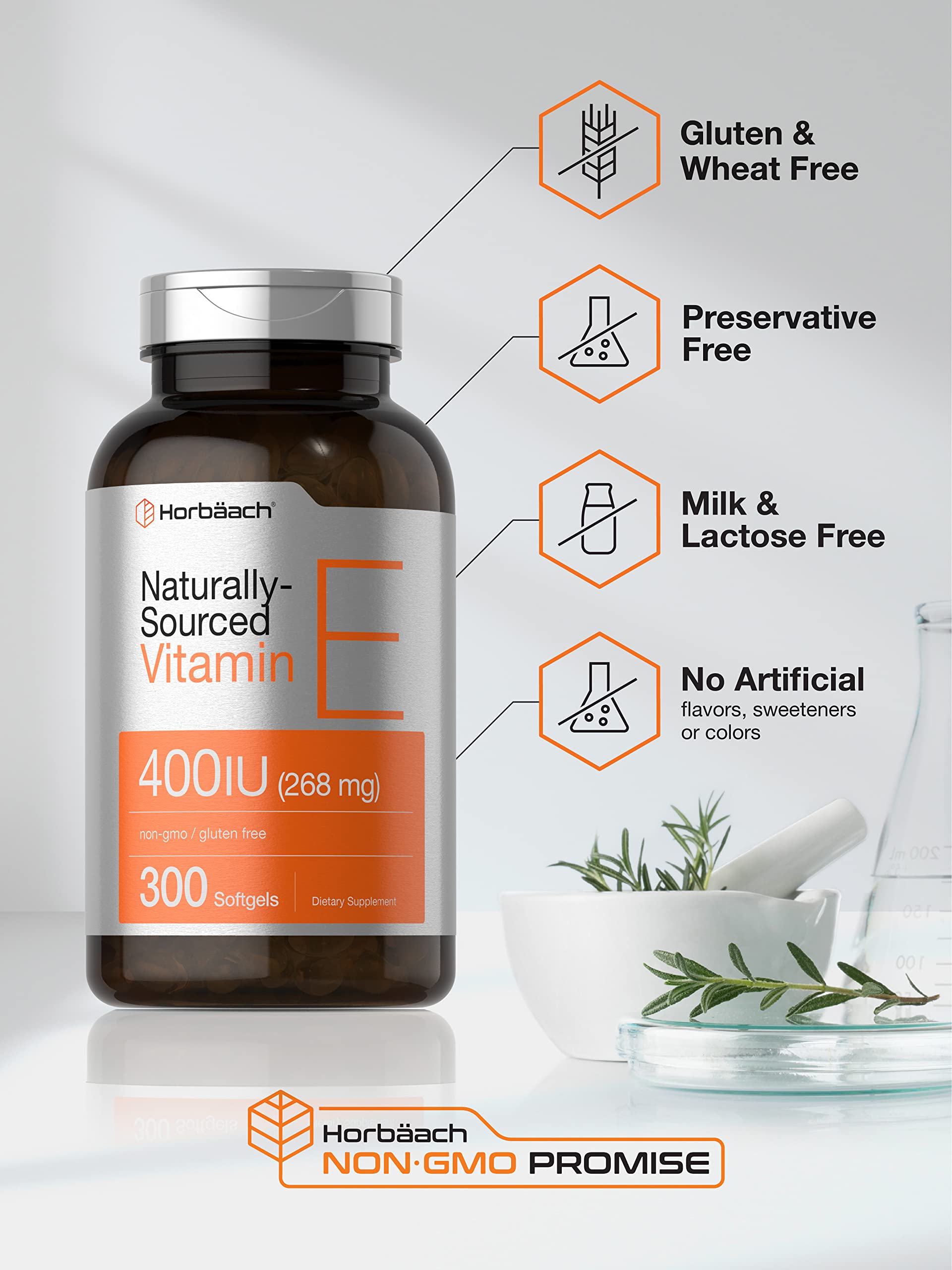 Horbäach Vitamin E 400 IU softgels close-up