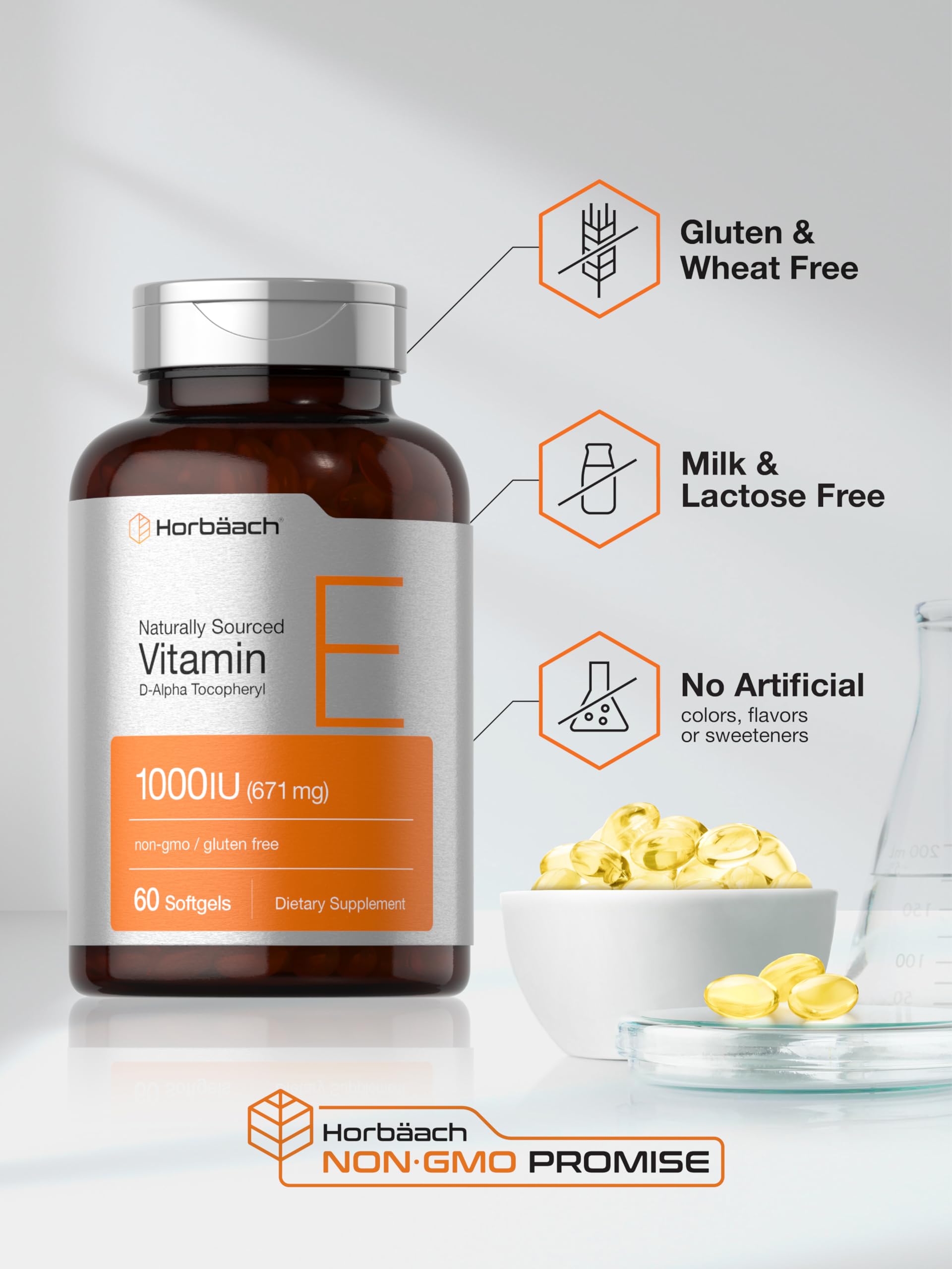 Horbäach Vitamin E Softgels 1000 IU close-up of softgel