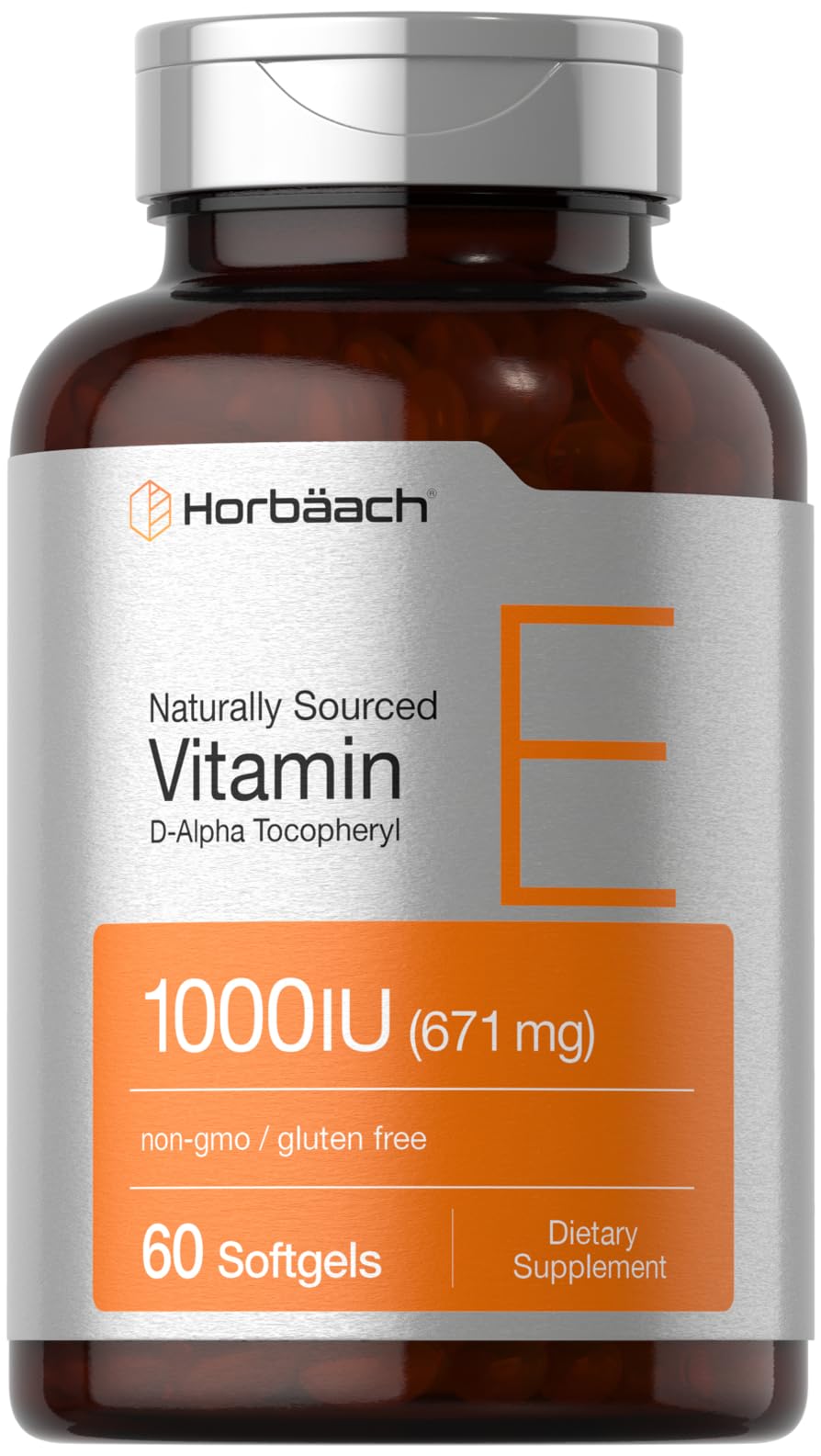 Horbäach Vitamin E Softgels 1000 IU front view