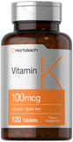 Horbäach Vitamin K1 Tablets 100 mcg front view packaging