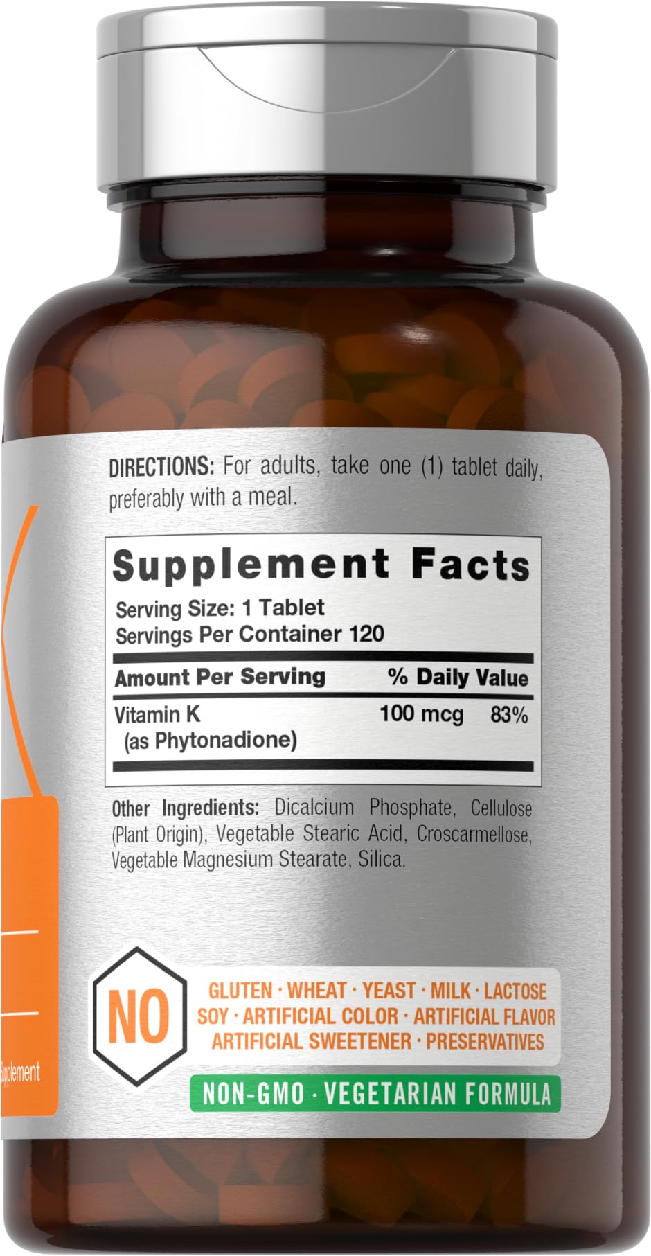 Horbäach Vitamin K1 Tablets 100 mcg side view showing tablet size