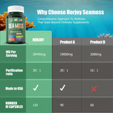 Horjoy SeaMoss 16-in-1 supplement ingredients list on the bottle