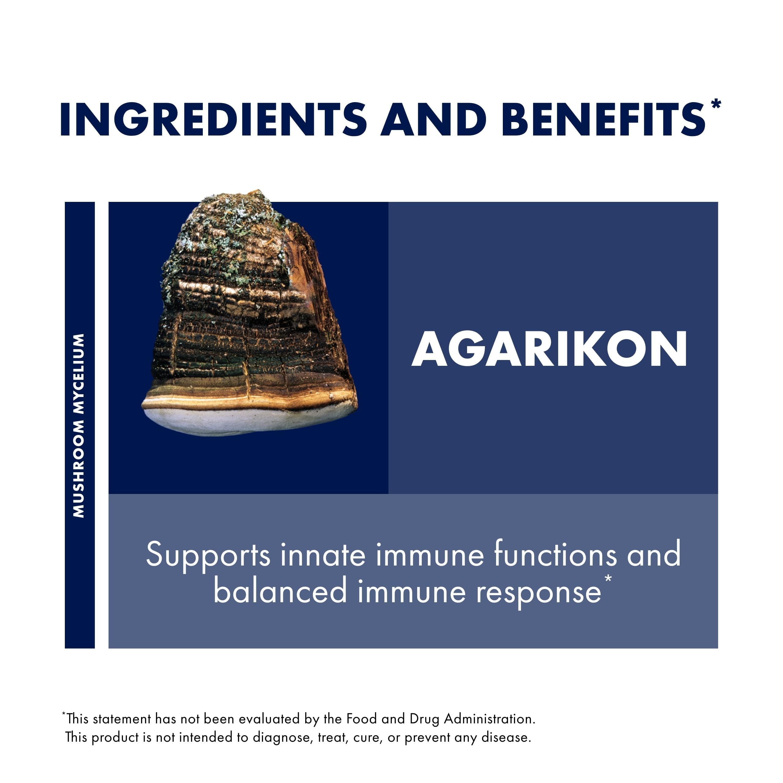 Host Defense Agarikon Mushroom Supplement with organic brown rice