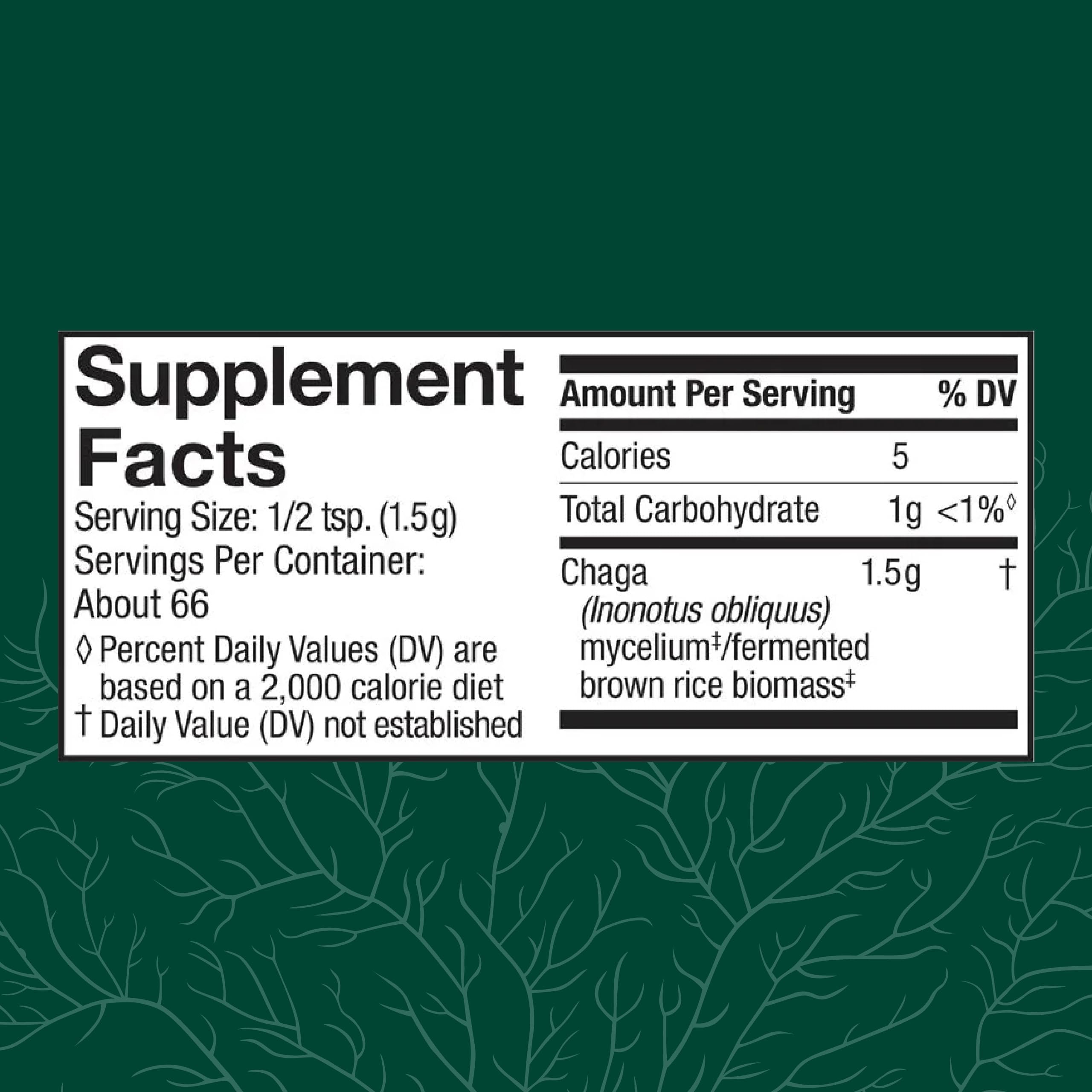 Host Defense Chaga Mushroom Powder packaging details