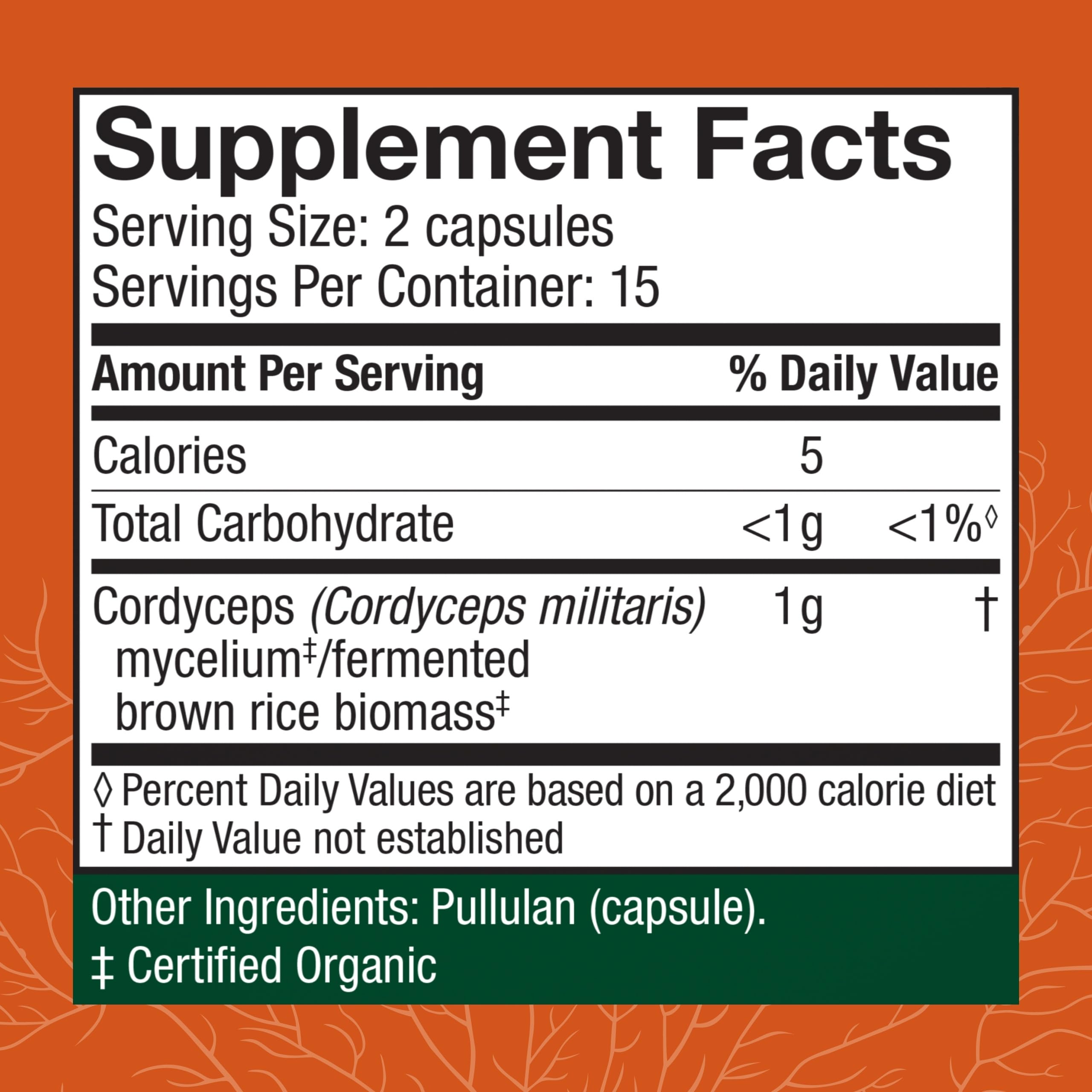 Host Defense Cordyceps Mushroom Capsules side view