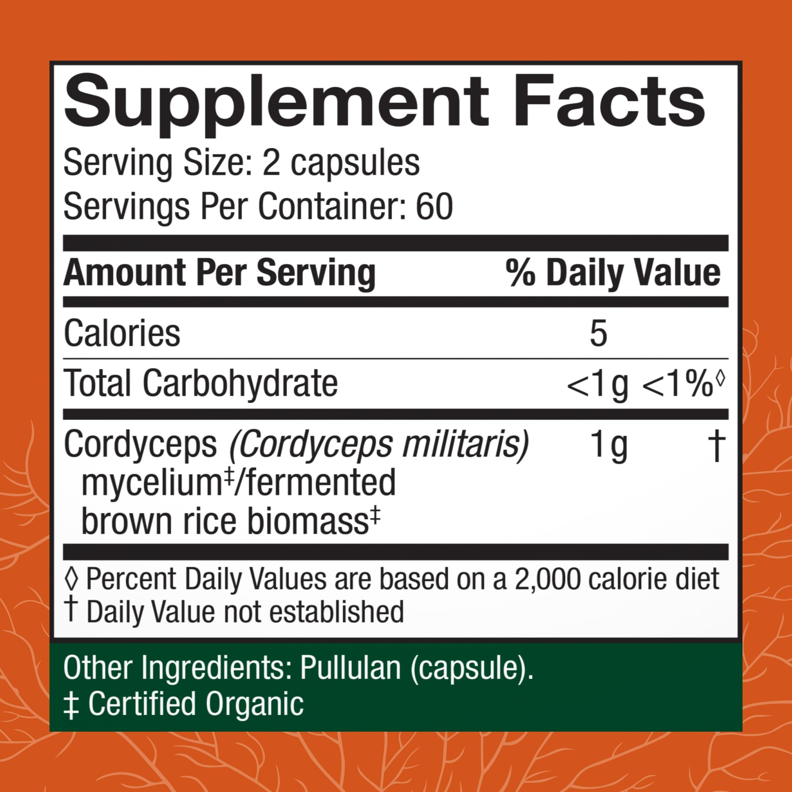 Host Defense Cordyceps Mushroom Capsules side view