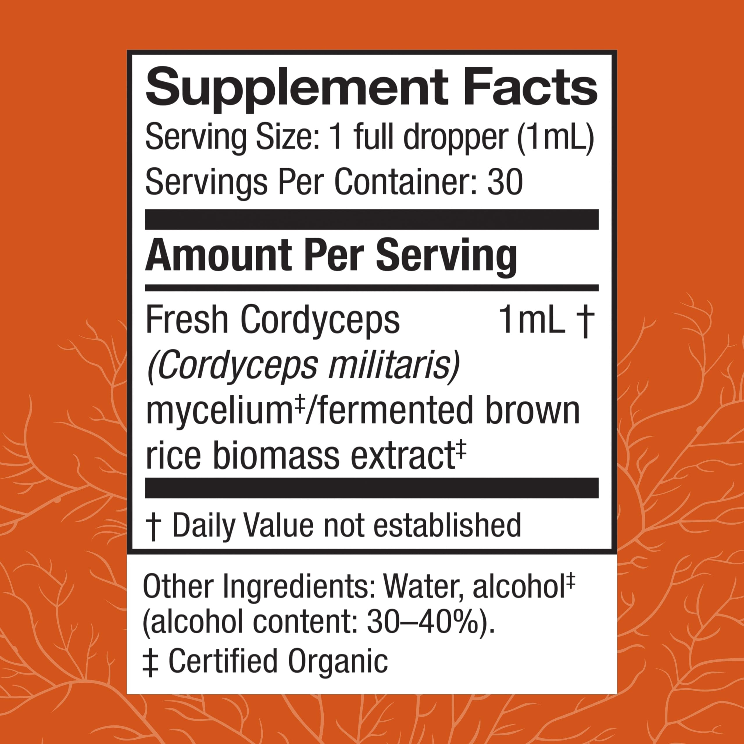 Host Defense Cordyceps Mushroom Extract 27g bottle with dropper