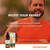 Host Defense Cordyceps Mushroom Extract 27g on a wooden table