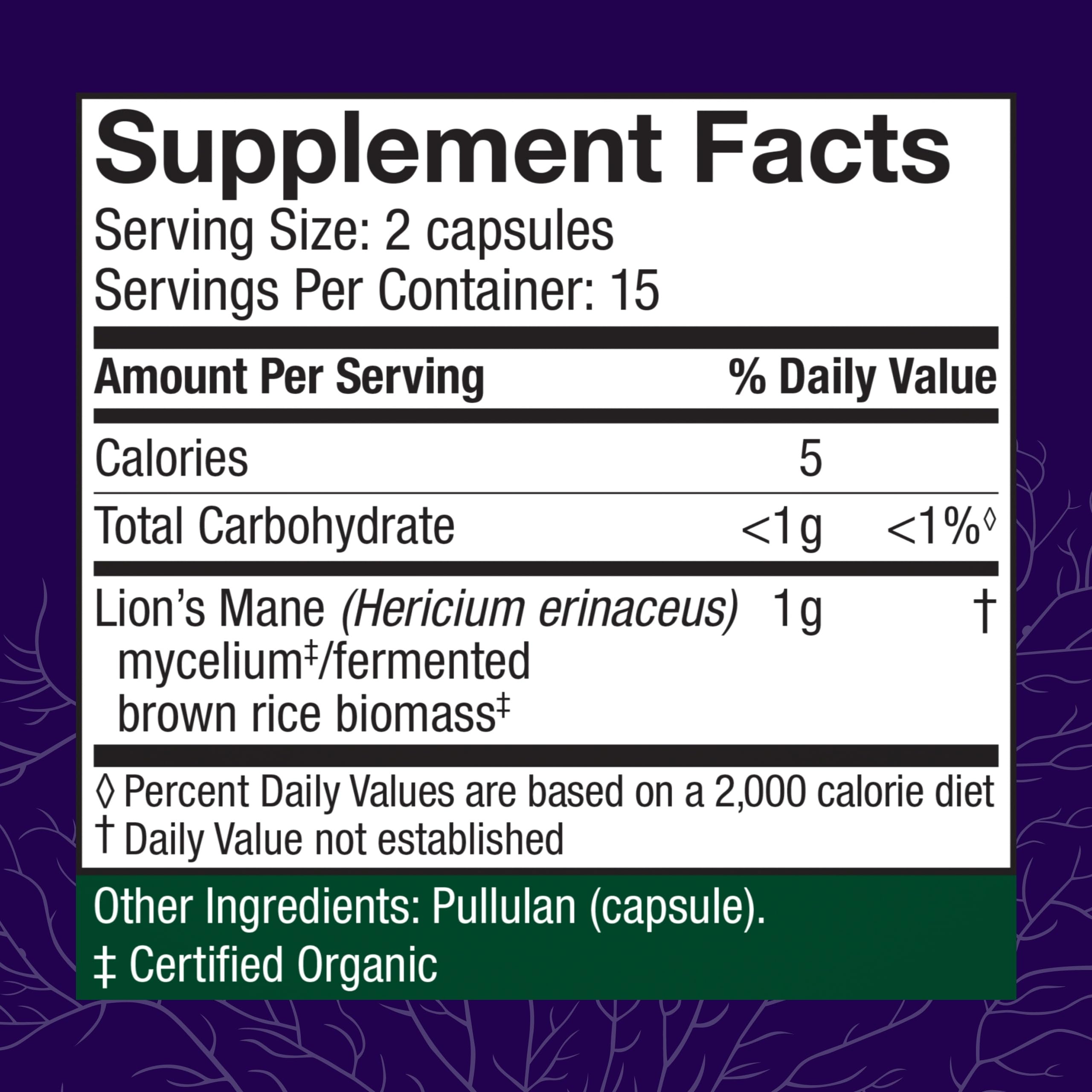 Host Defense Lion's Mane Mushroom Capsules side view