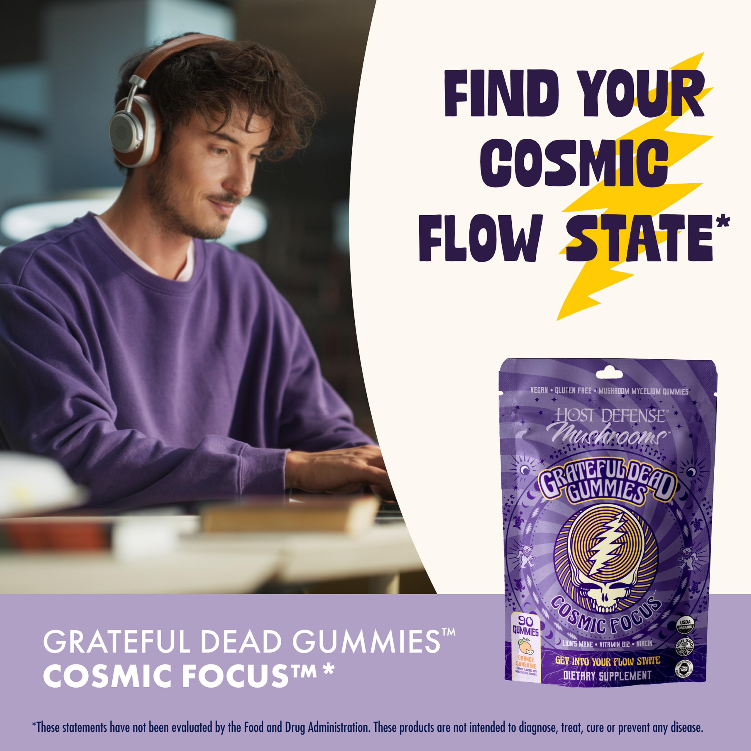 Host Defense Lion's Mane Mushroom Gummies with a hand