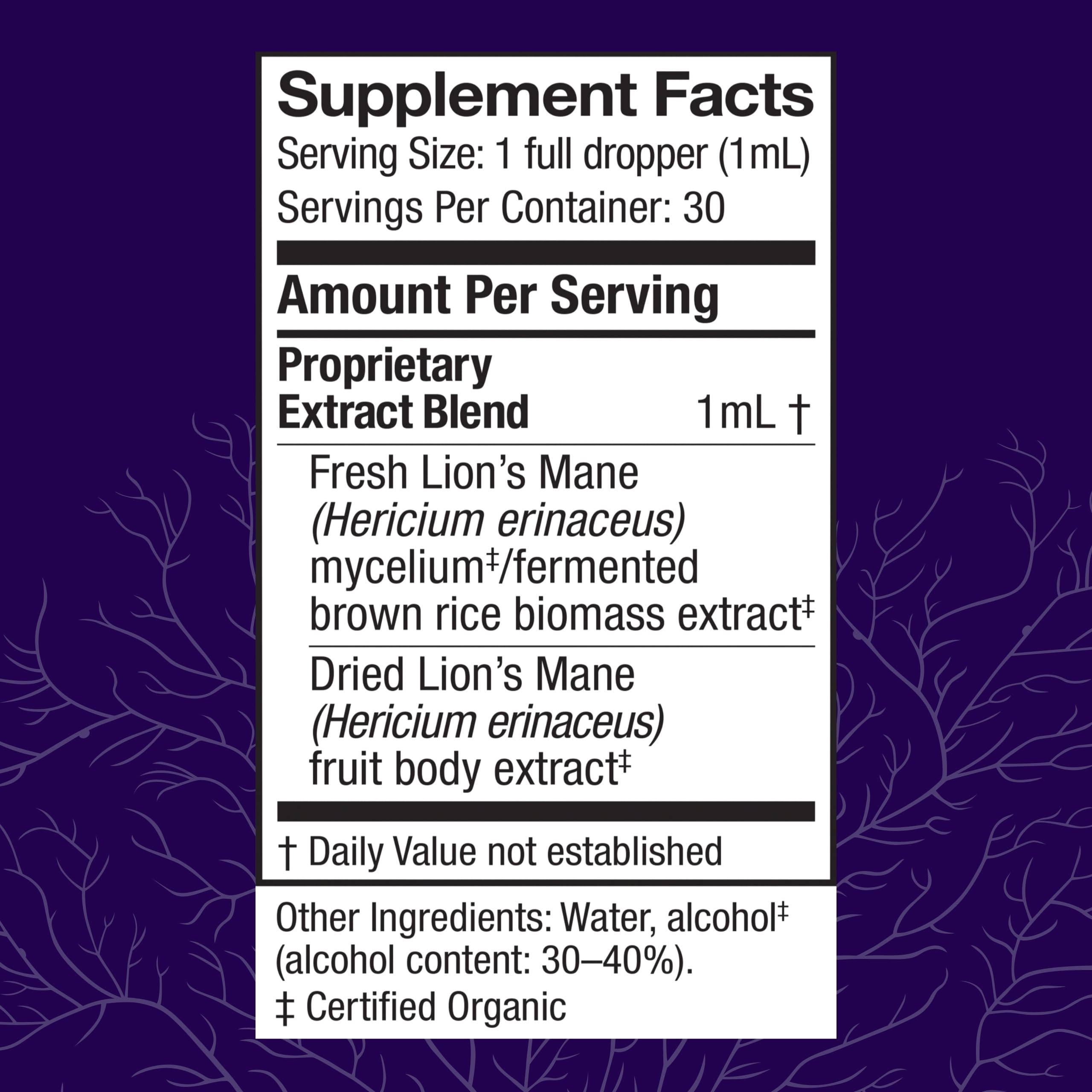 Host Defense Lion's Mane Mushroom Supplement back view