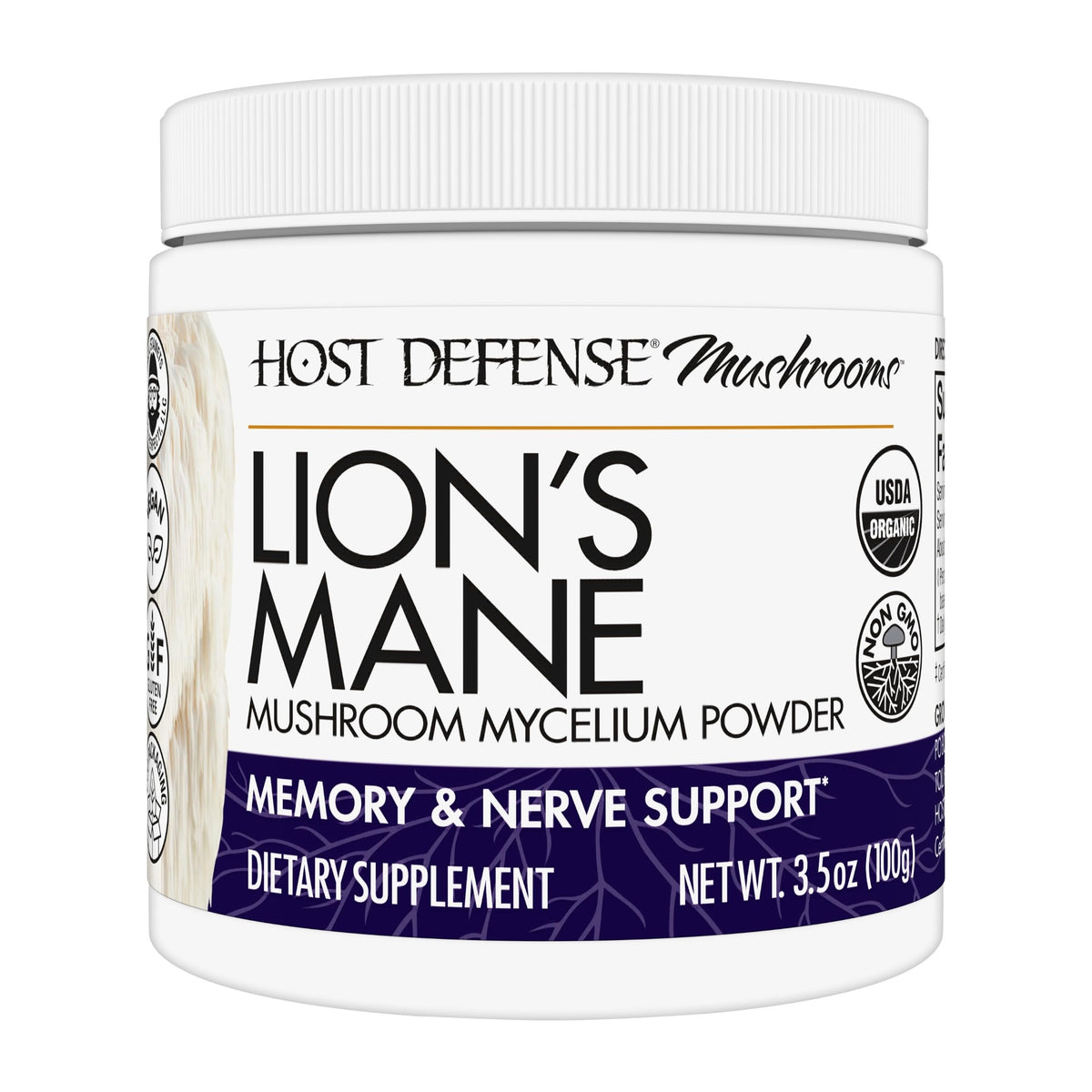 Host Defense Lion's Mane Mushroom Supplement front view