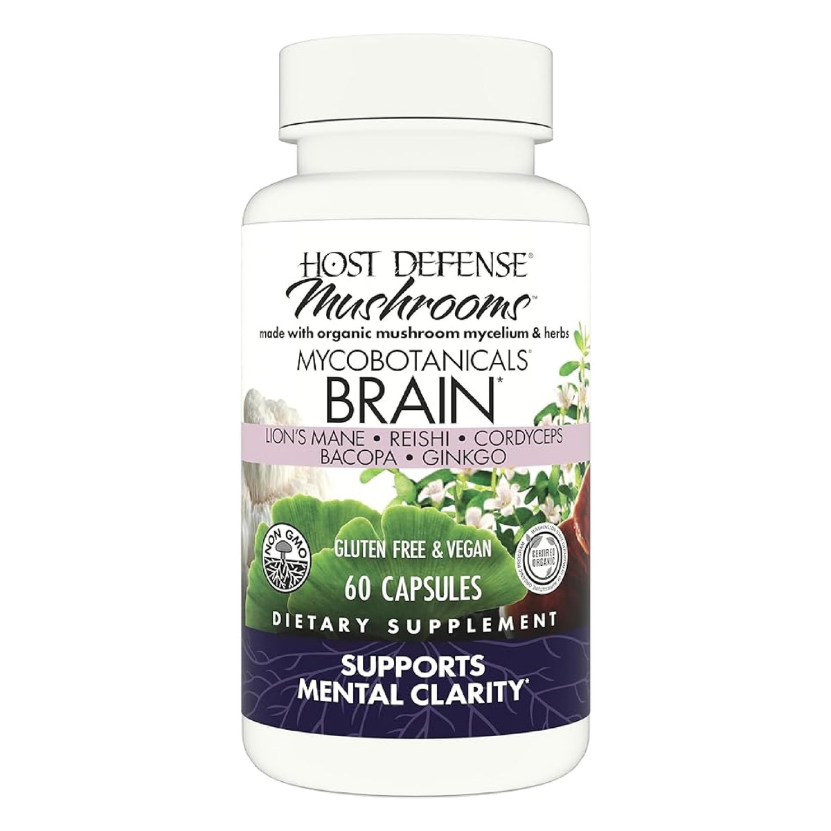 Host Defense Lion's Mane Mushroom Supplement front view packaging
