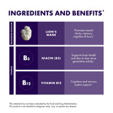 Host Defense Lion's Mane Mushroom Supplement nutritional information