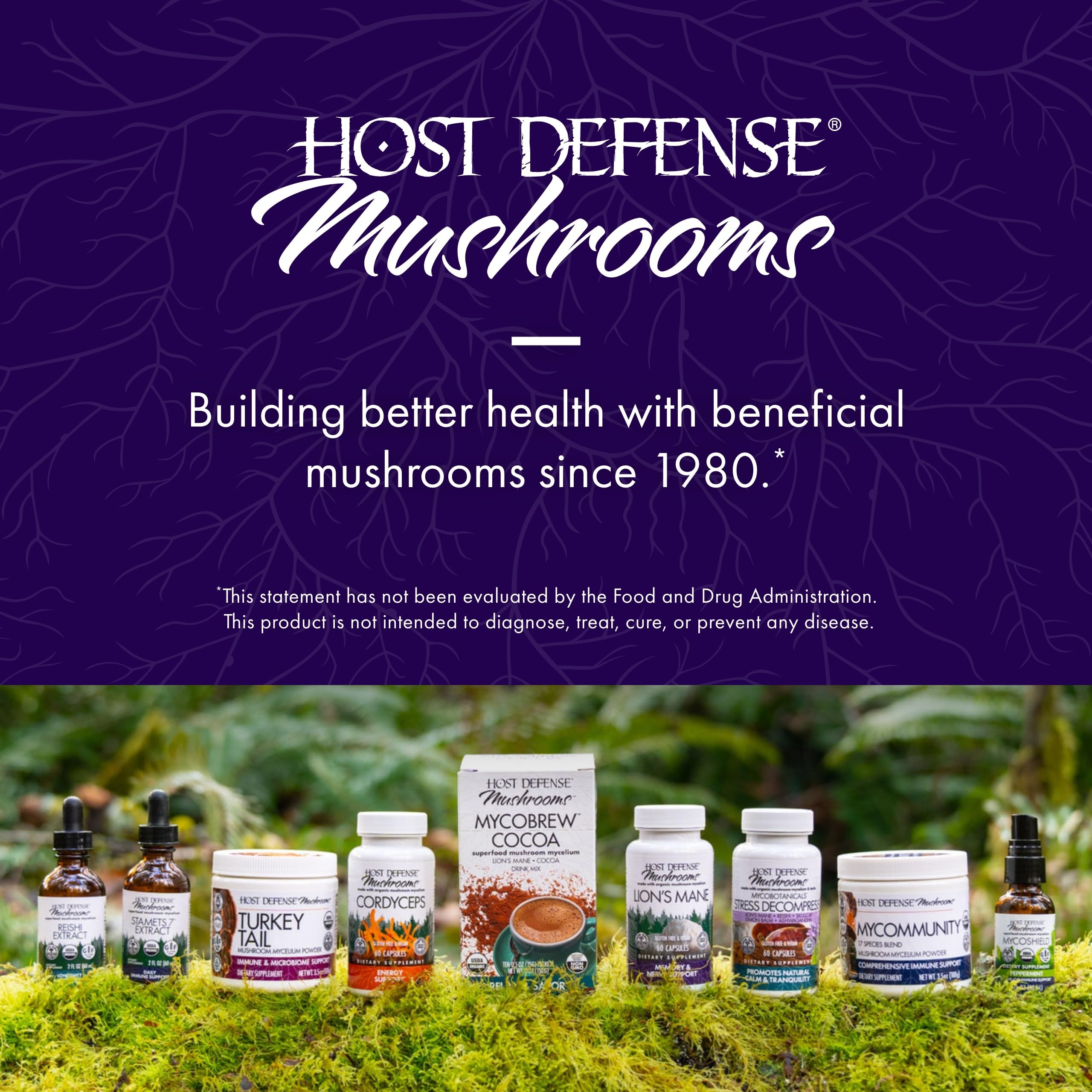 Host Defense Lion's Mane Mushroom Supplement opened bottle with capsules
